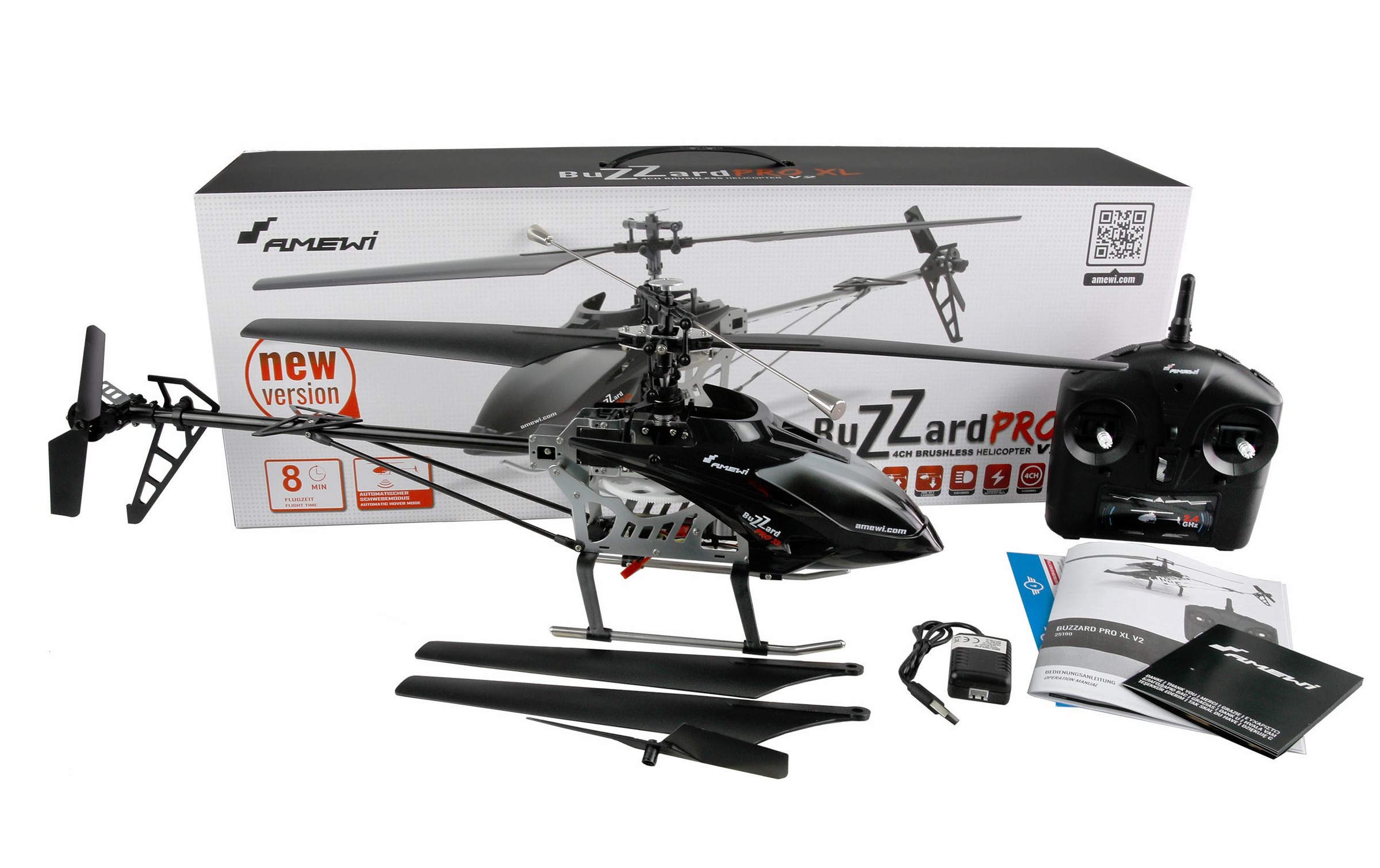 Amewi RC-Helikopter »Buzzard Pro XL V2 Single-Rotor, 4 Kanal, RTF«