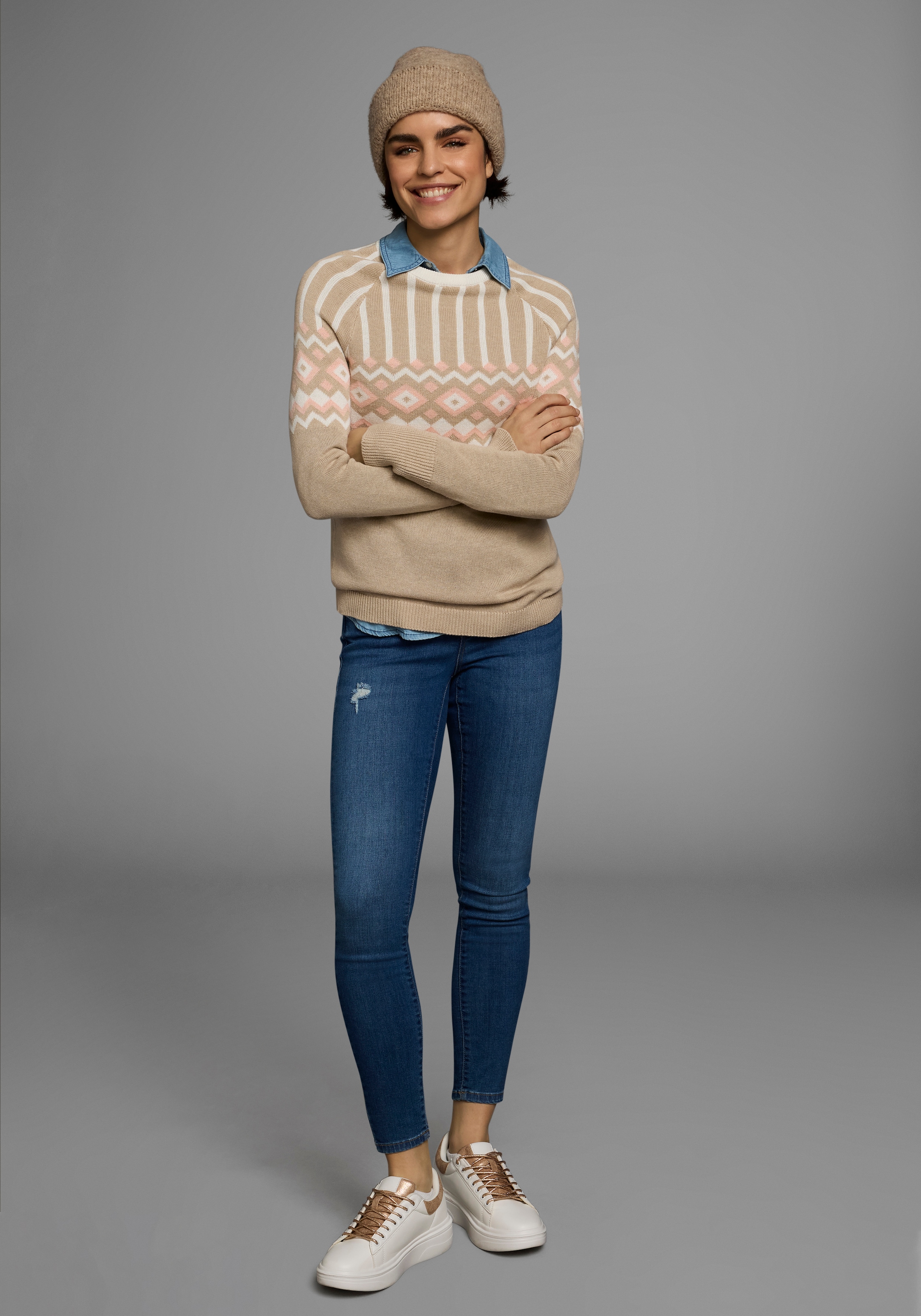 AJC Jacquardpullover, mit Norwegermuster in verschiedenen Farbvarianten