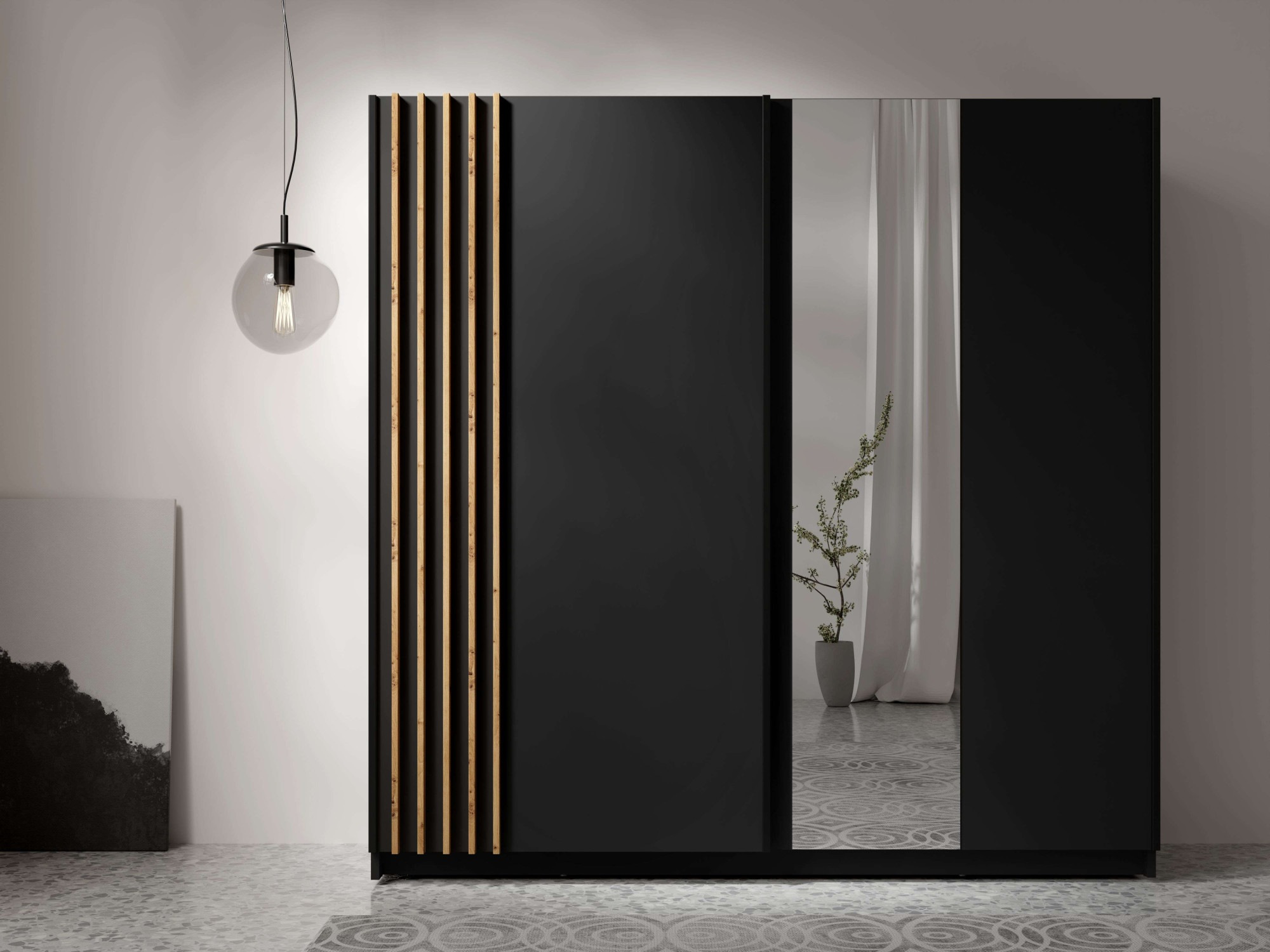 Home affaire Kleiderschrank »Kleiderschrank Charisy mit 4 Einlegeböden und Kleiderstange« Garderobe mit 2 Schwebetüren und Lamellen, B/H/T 200/198,5/62 cm