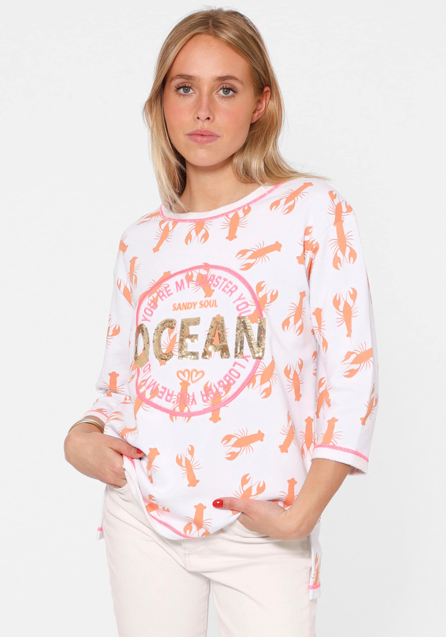 Langarmshirt »Shirt "Ocean Sandy Soul"«, mit Zebramuster und Frontmotiv, mit 3/4 Arm