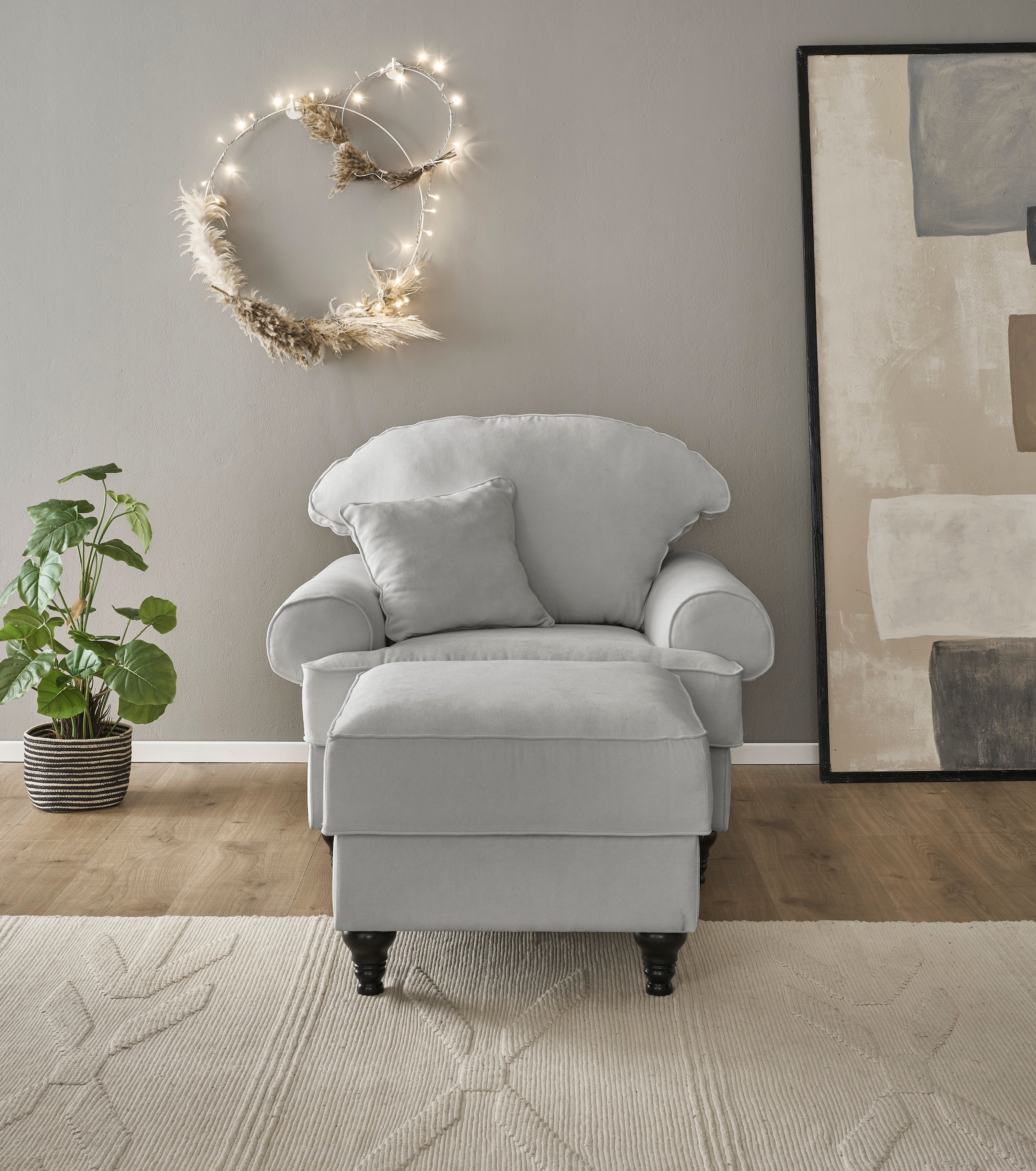 Home affaire Sessel »WESTMINSTER«, (Set, 2 St., 1Sessel, 1 Hocker), mit Federkern-Polsterung