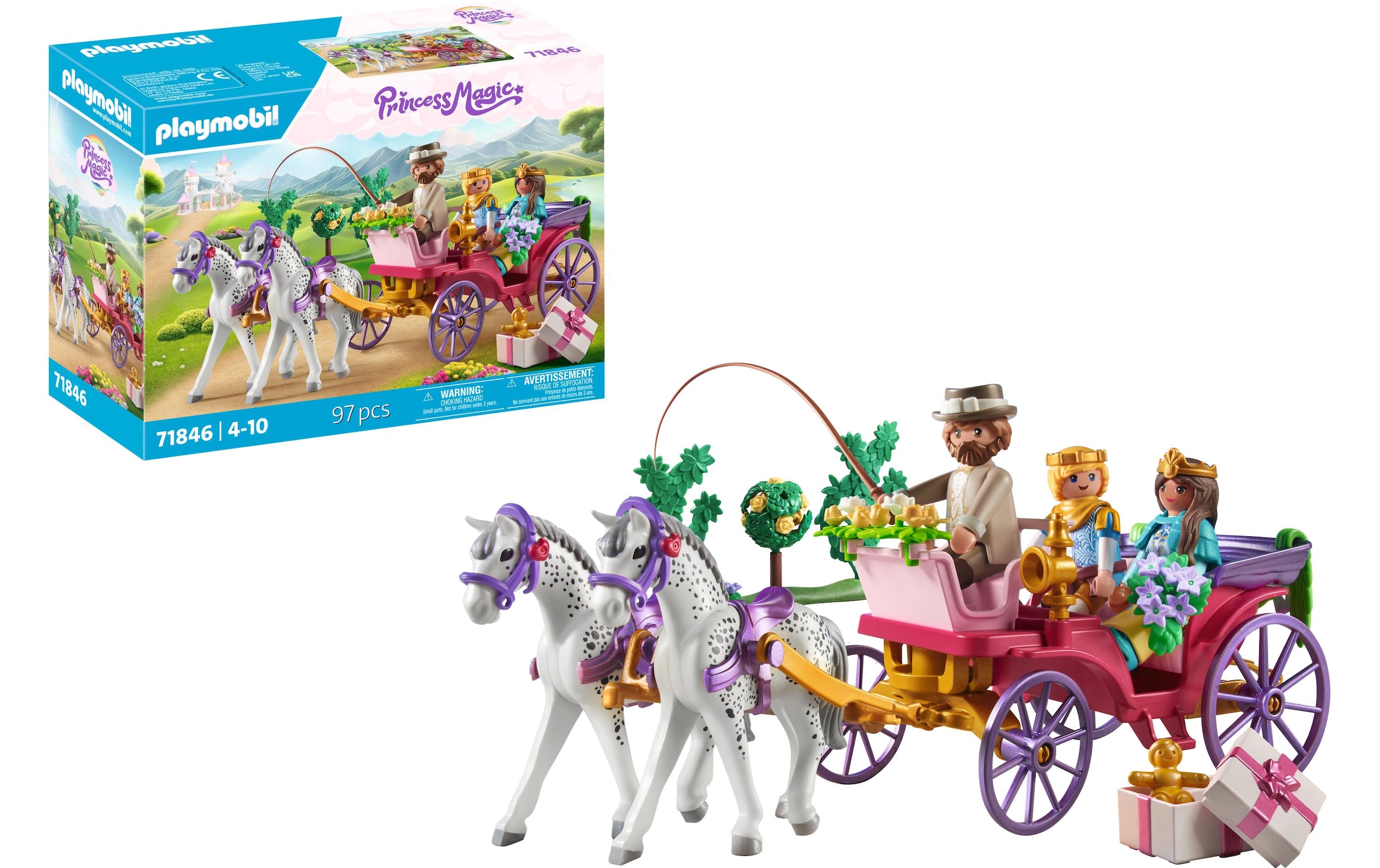 Playmobil® Spielbausteine »Princess Magic Kutschfahrt mit Prinzessin und Prinz 71846«, (97 St.)