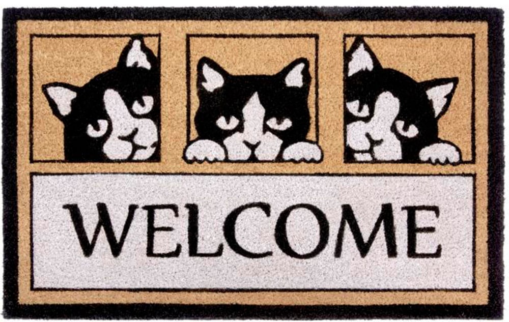 ❤ HANSE Home Fussmatte »Kokos Welcome Three Cats«, rechteckig