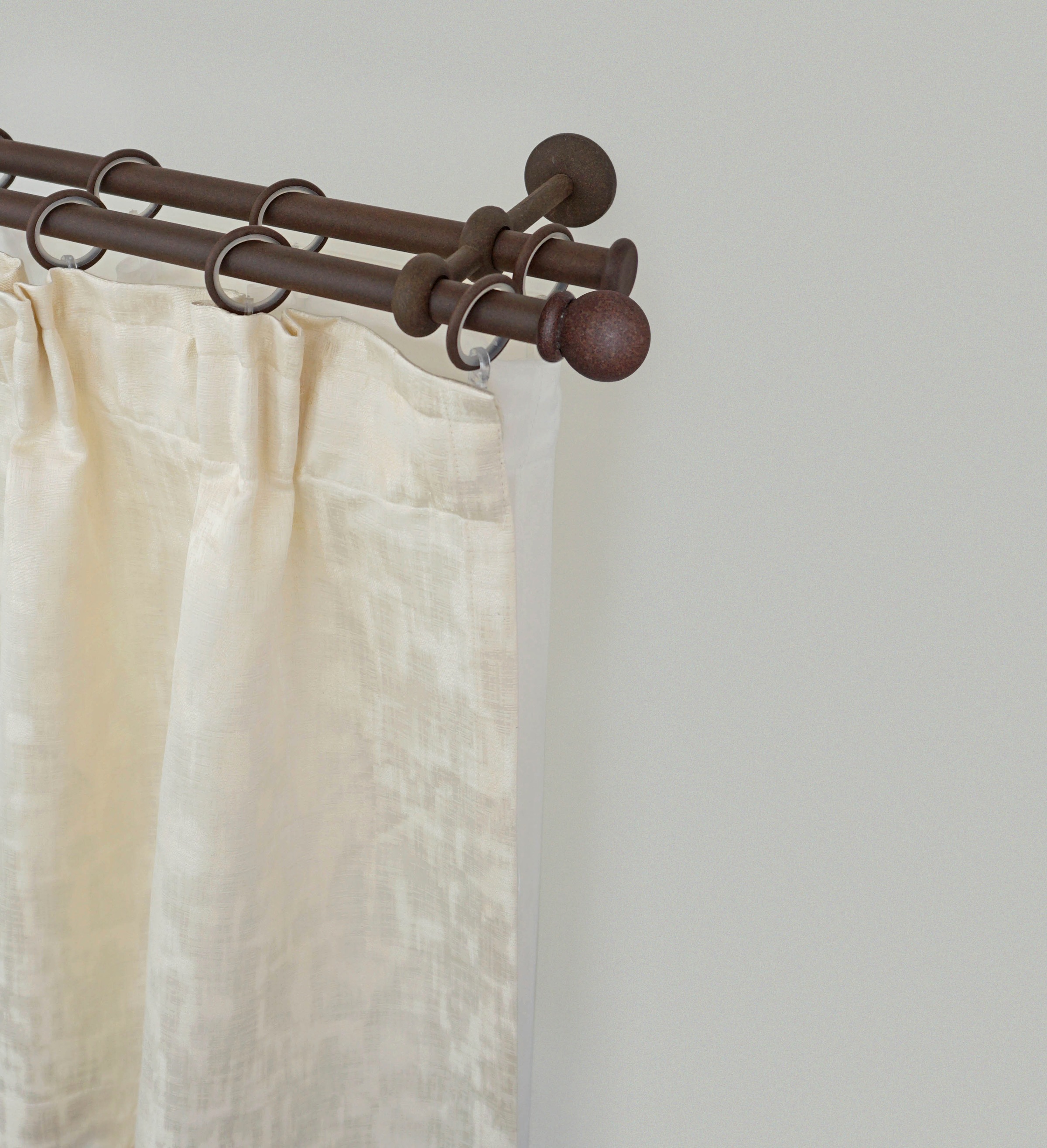 GARESA Gardinenstange "ESPERANCA" Ø 16 mm 2 läufig-läufig Wunschmasslänge rustikale Vorhanggarnitur, verlängerbar, Eisen, Endk. Kugel, m. Ringe