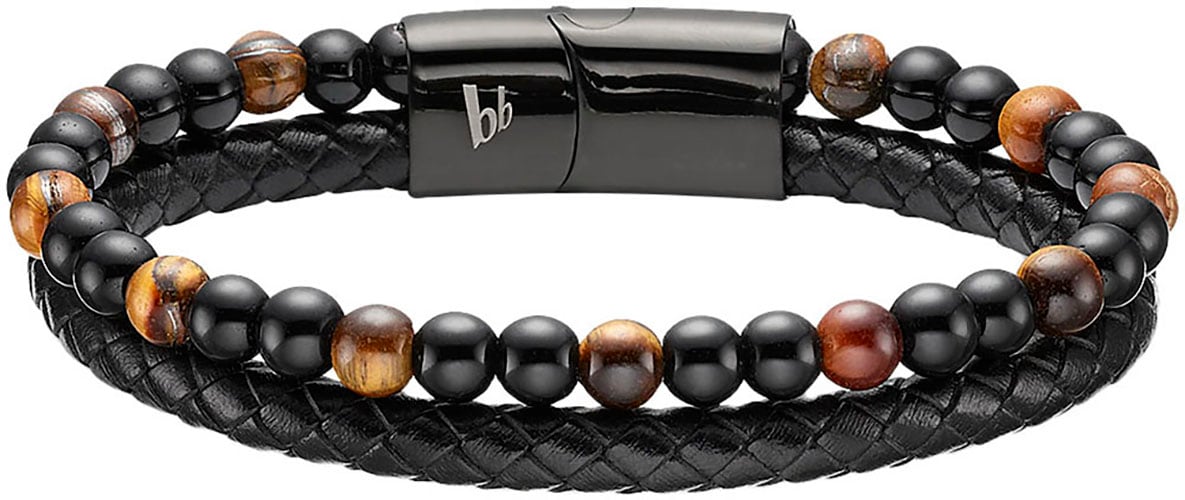 Bruno Banani Lederarmband »Schmuck Geschenk Armband, B4104B/20/00/21«, mit Tigerauge (synth.)