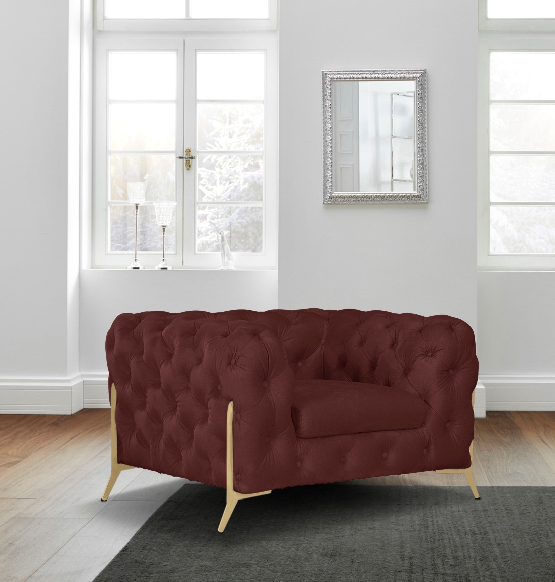 Leonique Chesterfield-Sessel »Amaury Sessel«, aufwändige Knopfheftung, moderne Chesterfield Optik, Fussfarbe wählbar