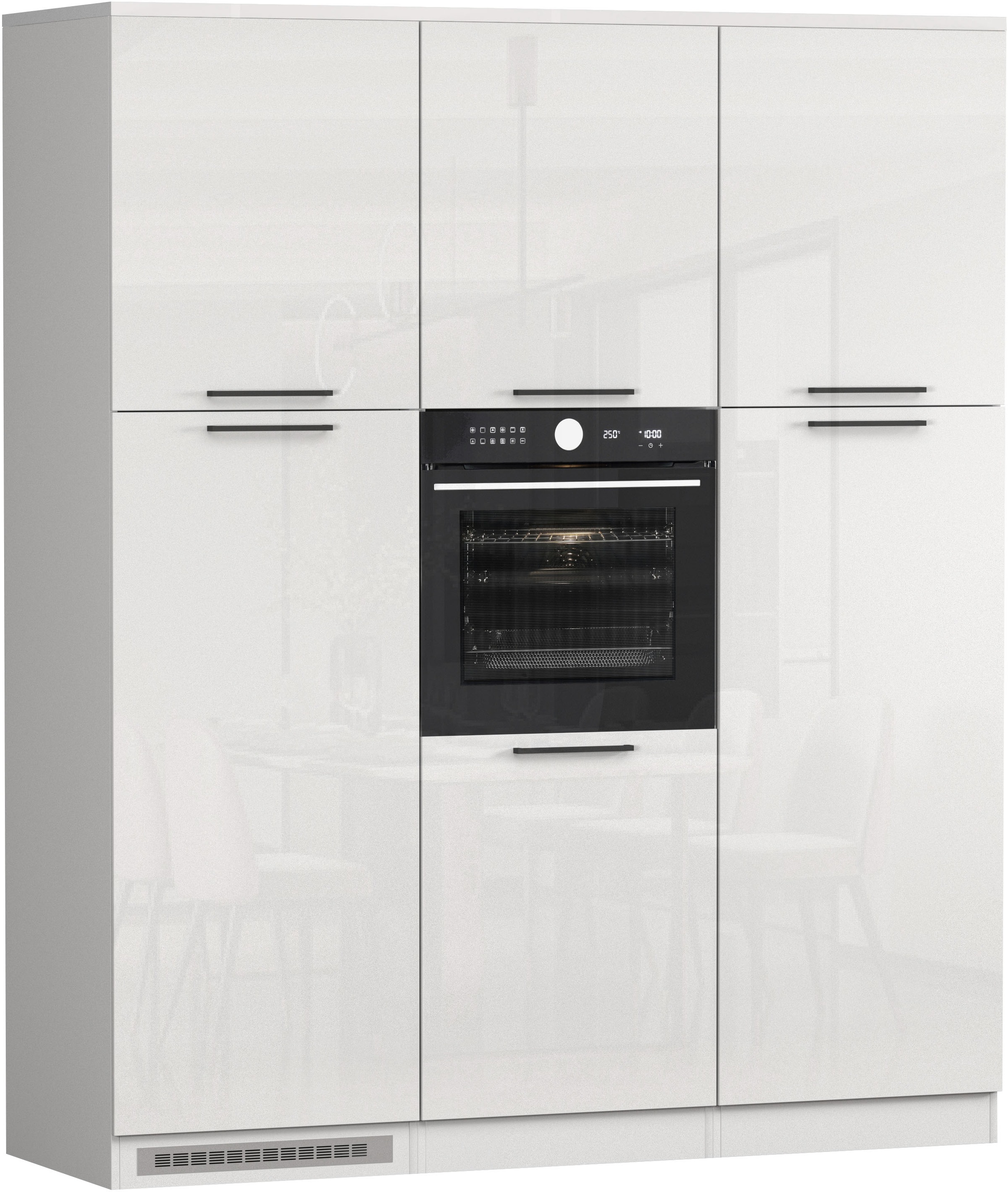 KOCHSTATION Küchenzeile "Luna, Küchenblock, Kücheninsel, Hängeschrank, Made in Italy" 3er-Set, Metallgriffe, Soft-Close-Funktion, inklusive Spüle