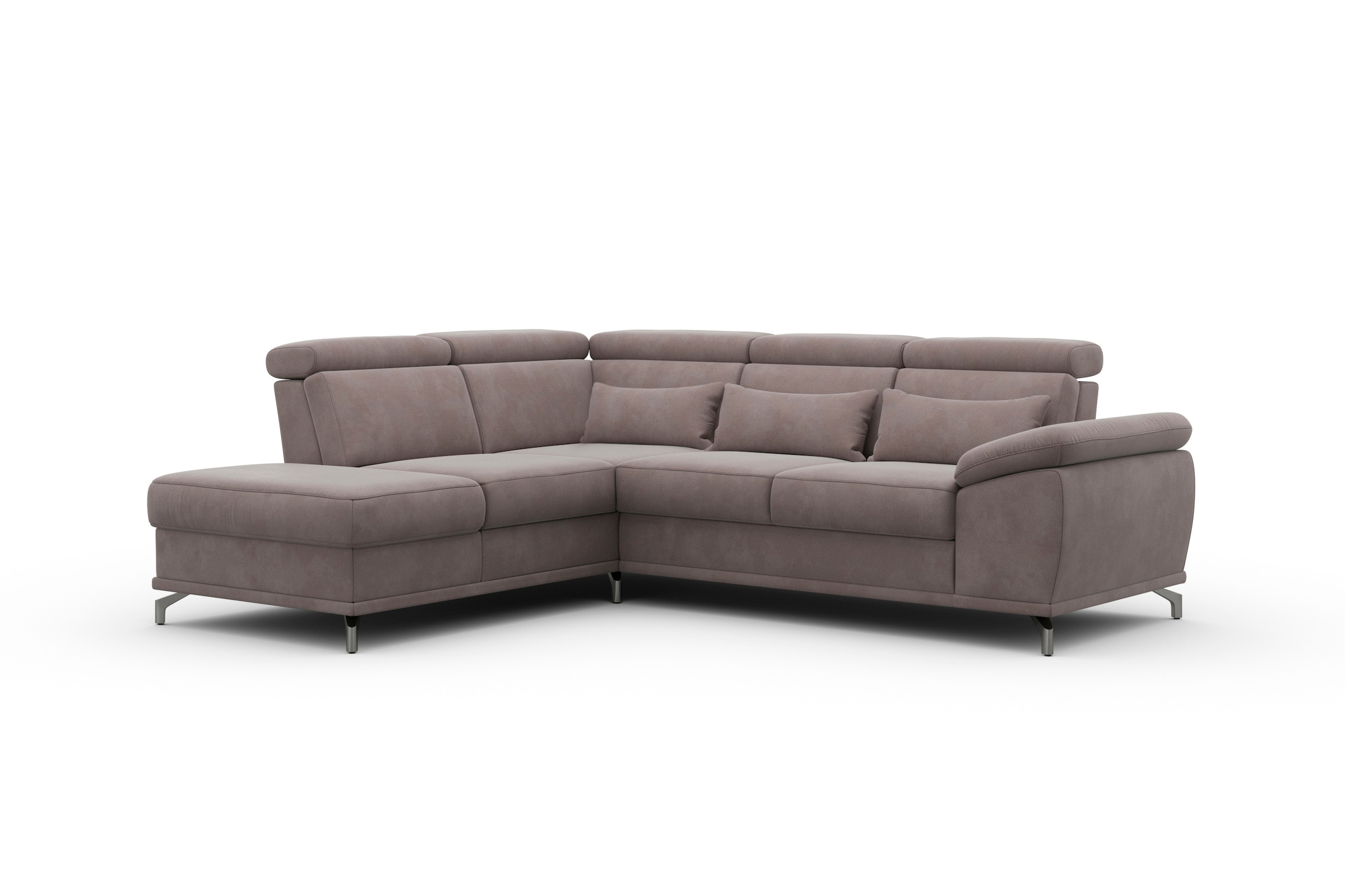 sit&more Ecksofa »Cabrio L-Form, mit Sitztiefenverstellung, Arm- und Kopfteilverstellung«, 3 Nierenkissen, Federkern, optional Bettfunktion und Stauraum
