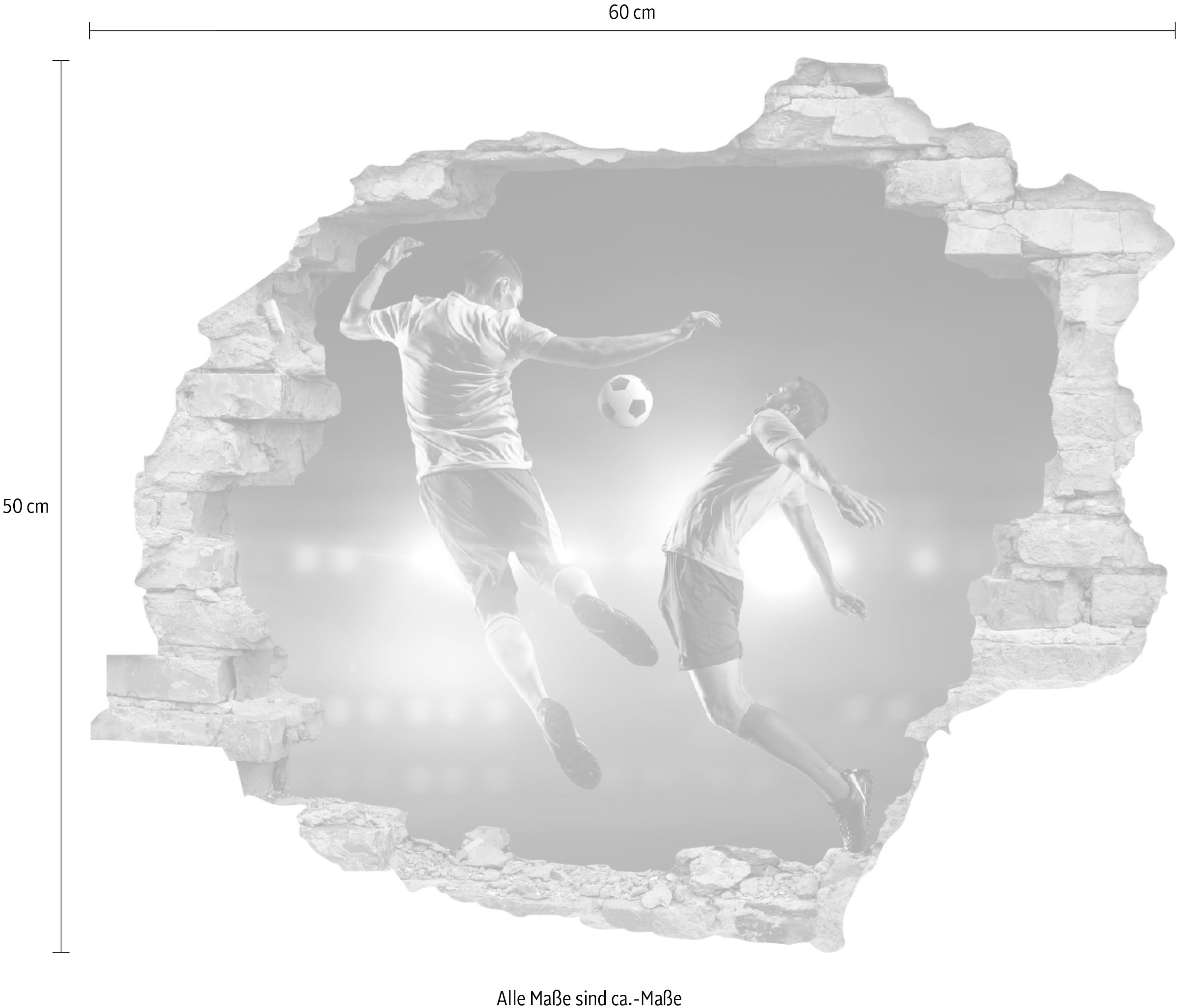 queence Wandtattoo »Fussball«, (1 St.), Wandsticker, Wandbild, selbstklebend, 3D, Wanddurchbruch