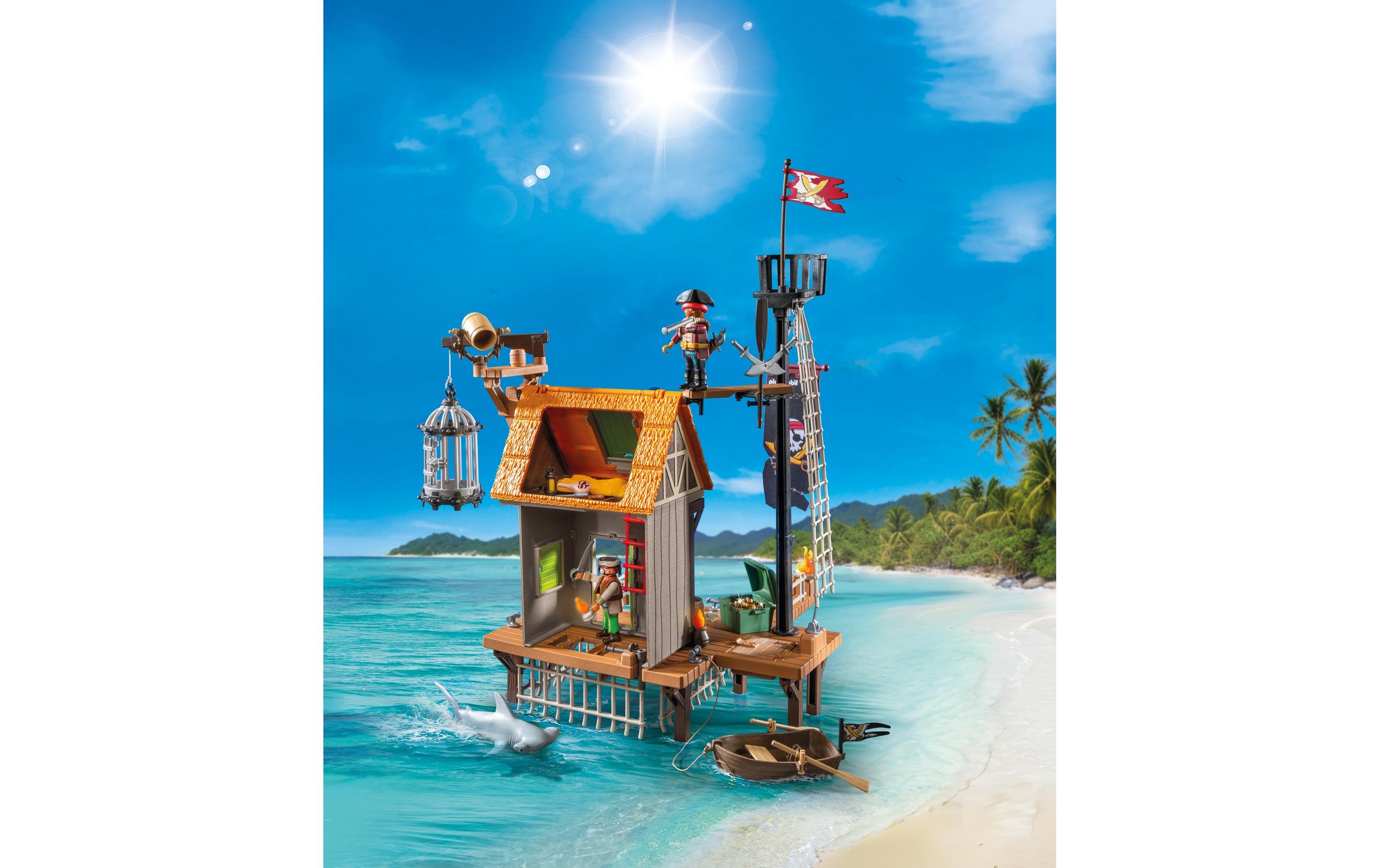 Playmobil® Spielbausteine »Piratenhafen mit Seeräuber-Gefängnis 71792«, (165 St.)