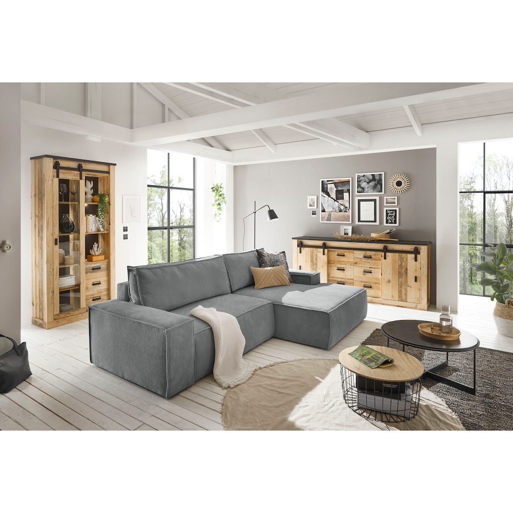 Ecksofa SHERWOOD Schlafsofa, mit Bettkasten, Cord-Bezug