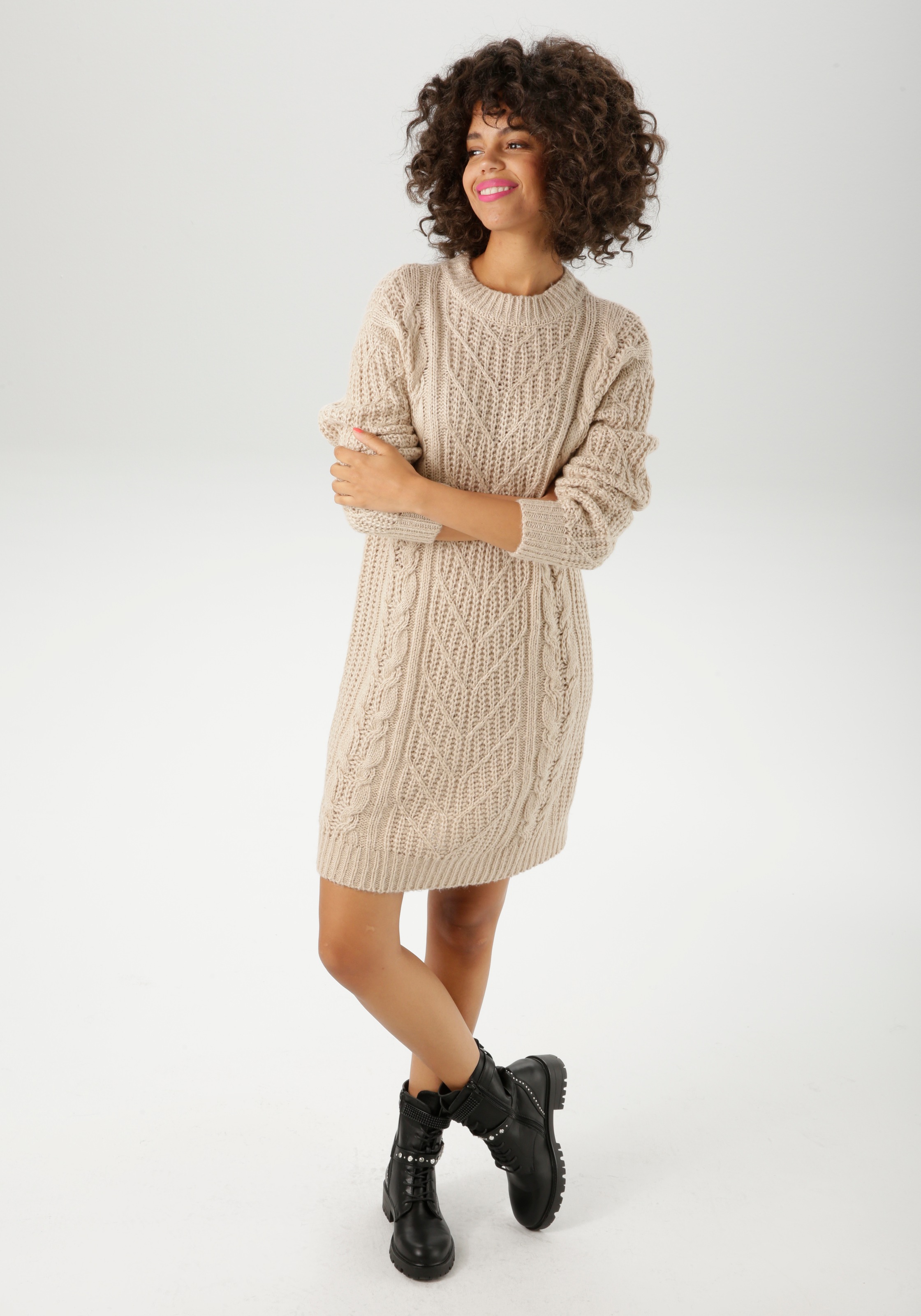 Aniston CASUAL Strickkleid im trendigen Muster-Mix