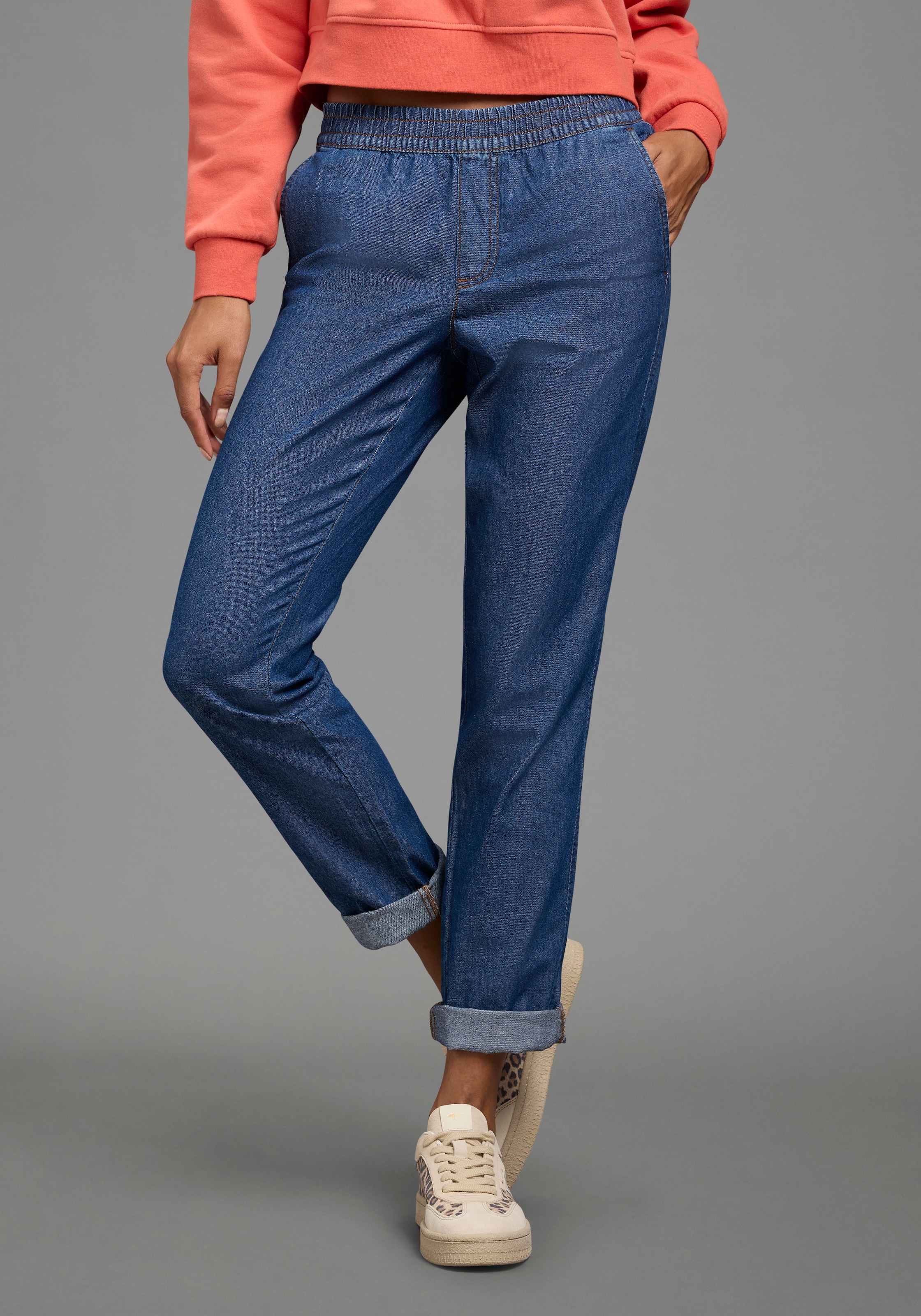 Arizona Relax-fit-Jeans "mit Schlupfbund" mit geradem Beinverlauf, normale Leibhöhe, aus Baumwolle