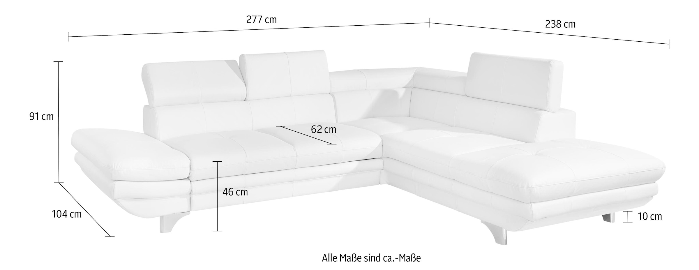 COTTA Polstergarnitur »Enterprise«, (Set), Set: Ecksofa, Hocker, Kopfteilverstellung, wahlweise mit Bettfunktion