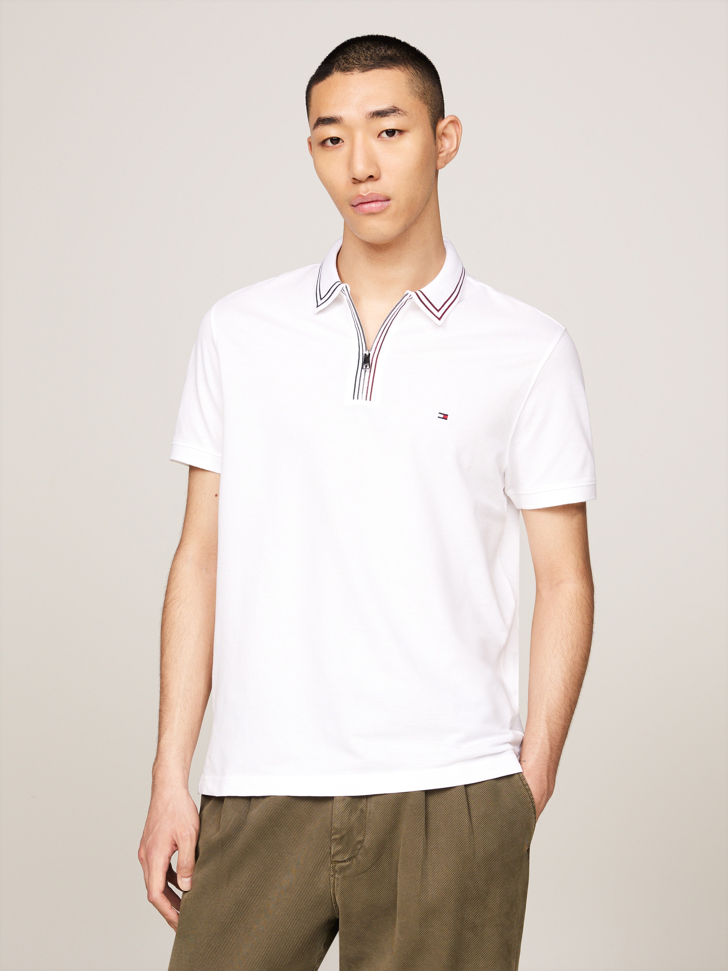 Tommy Hilfiger Poloshirt »RWB ZIP PLACKET TIPPING REG POLO« mit kontrastfarbenen Streifen am Kragen