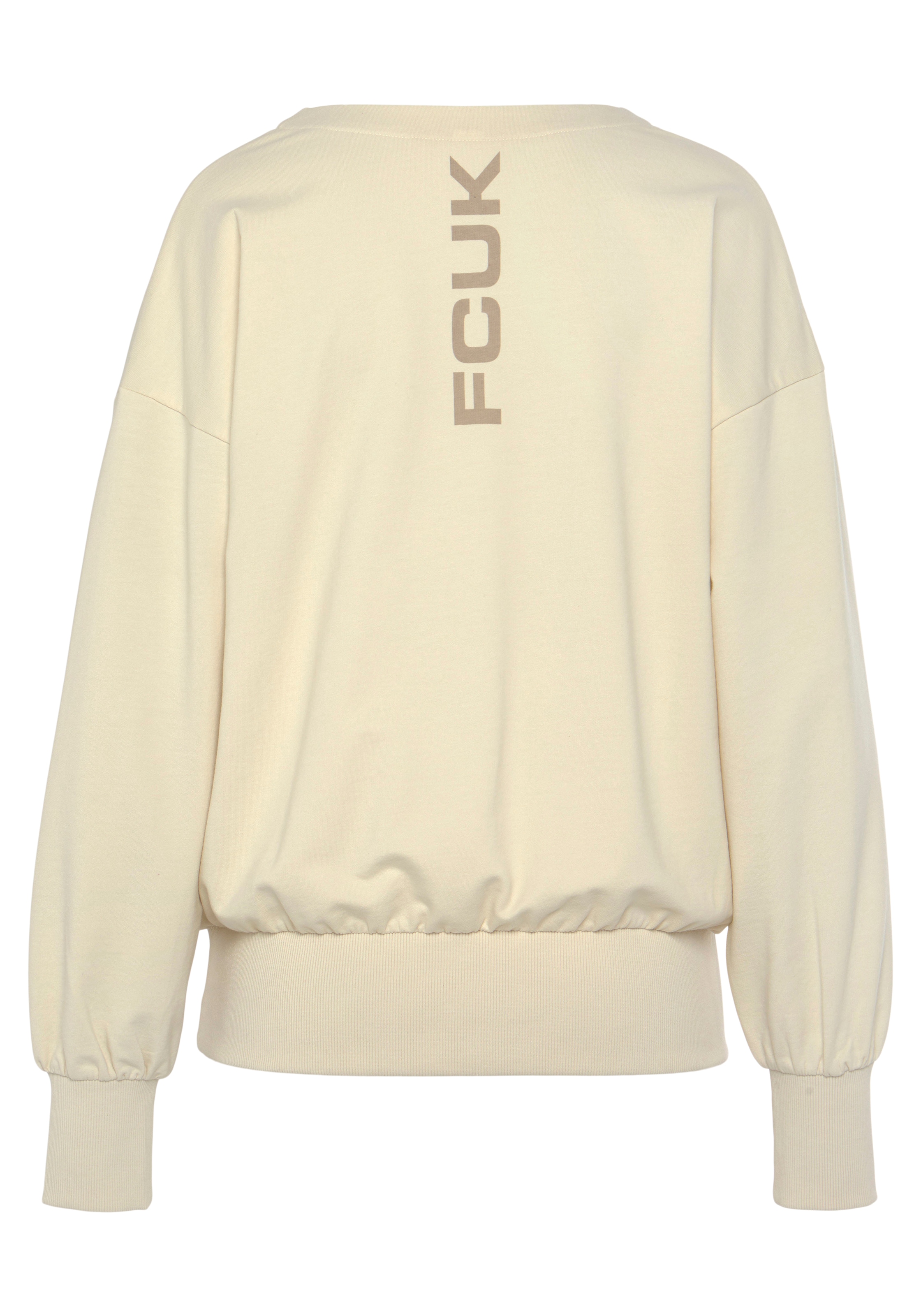 FCUK Sweatshirt, (1 tlg.), Sweatshirt mit V-Ausschnitt und grossen Rückenprint, Loungeanzug