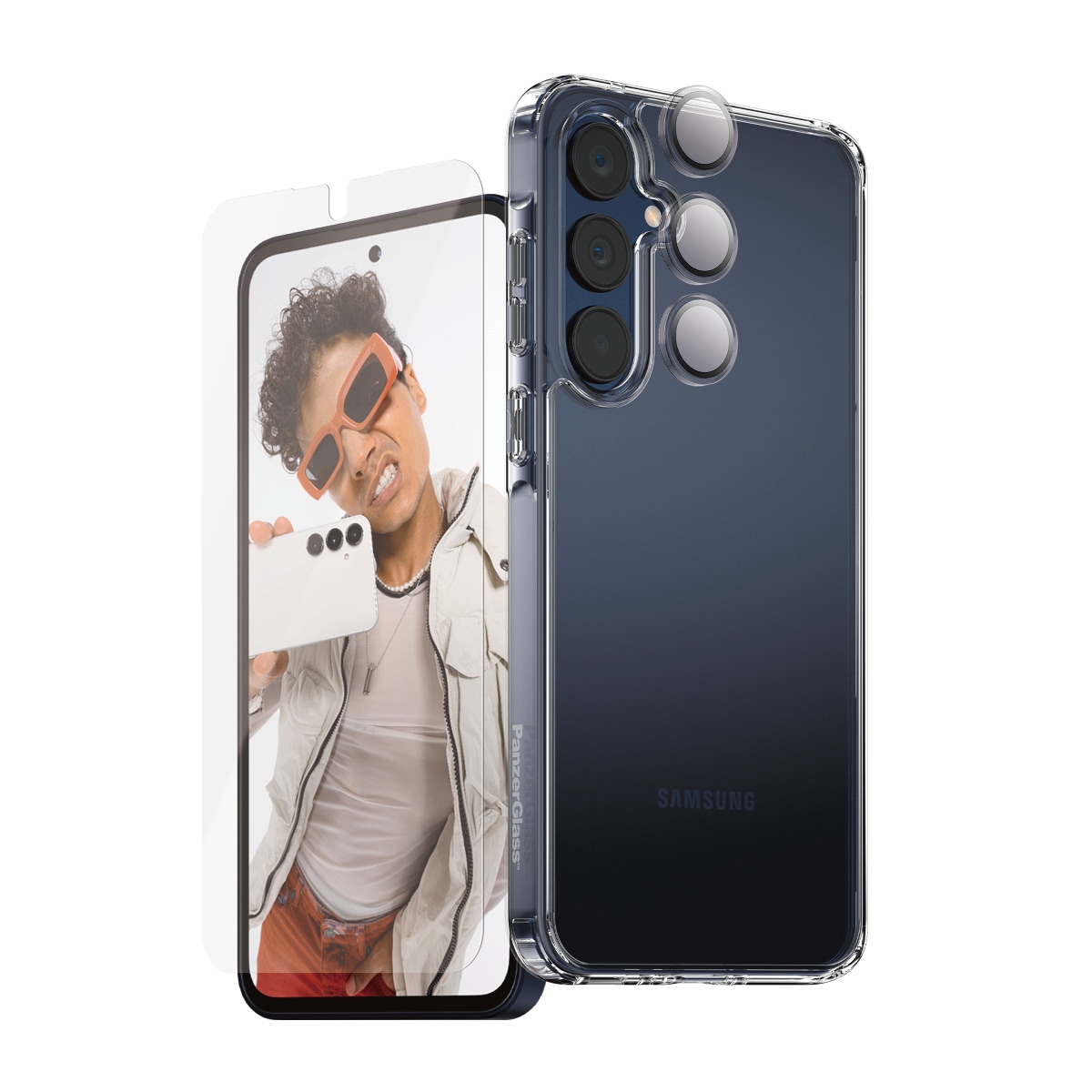 CARE by PanzerGlass Displayschutzglas »3-in-1 Protection Urban Combat Case + Screen Protection + Hoops«, für Samsung Galaxy A36, Displayschutzfolie, Schutzfolie, Bildschirmschutz, kratz- & stossfest