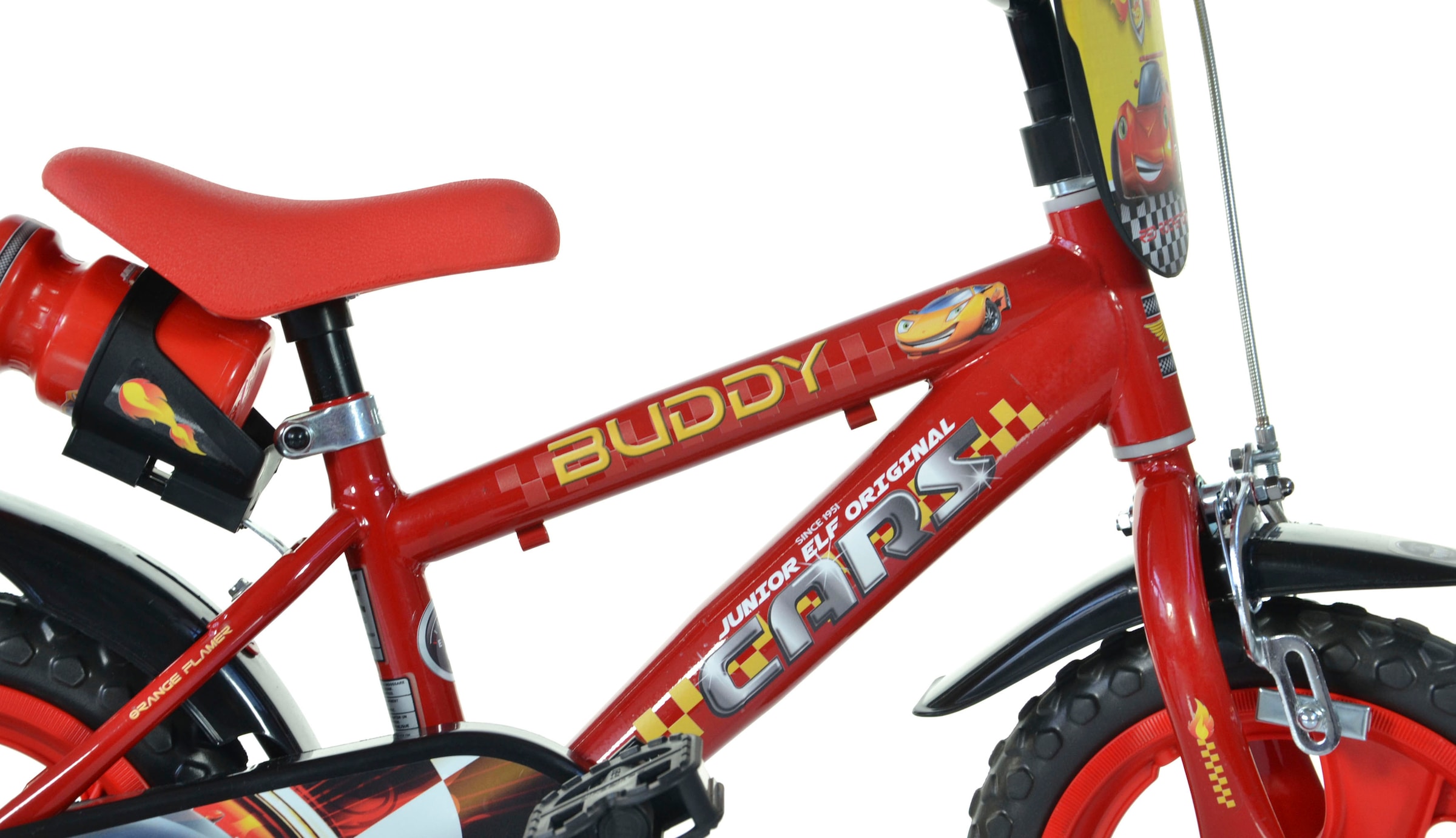 Dino Kinderfahrrad »Cars Buddy 12 Zoll«, 1 Gang, mit Stützrädern, Trinkflasche und Frontschild