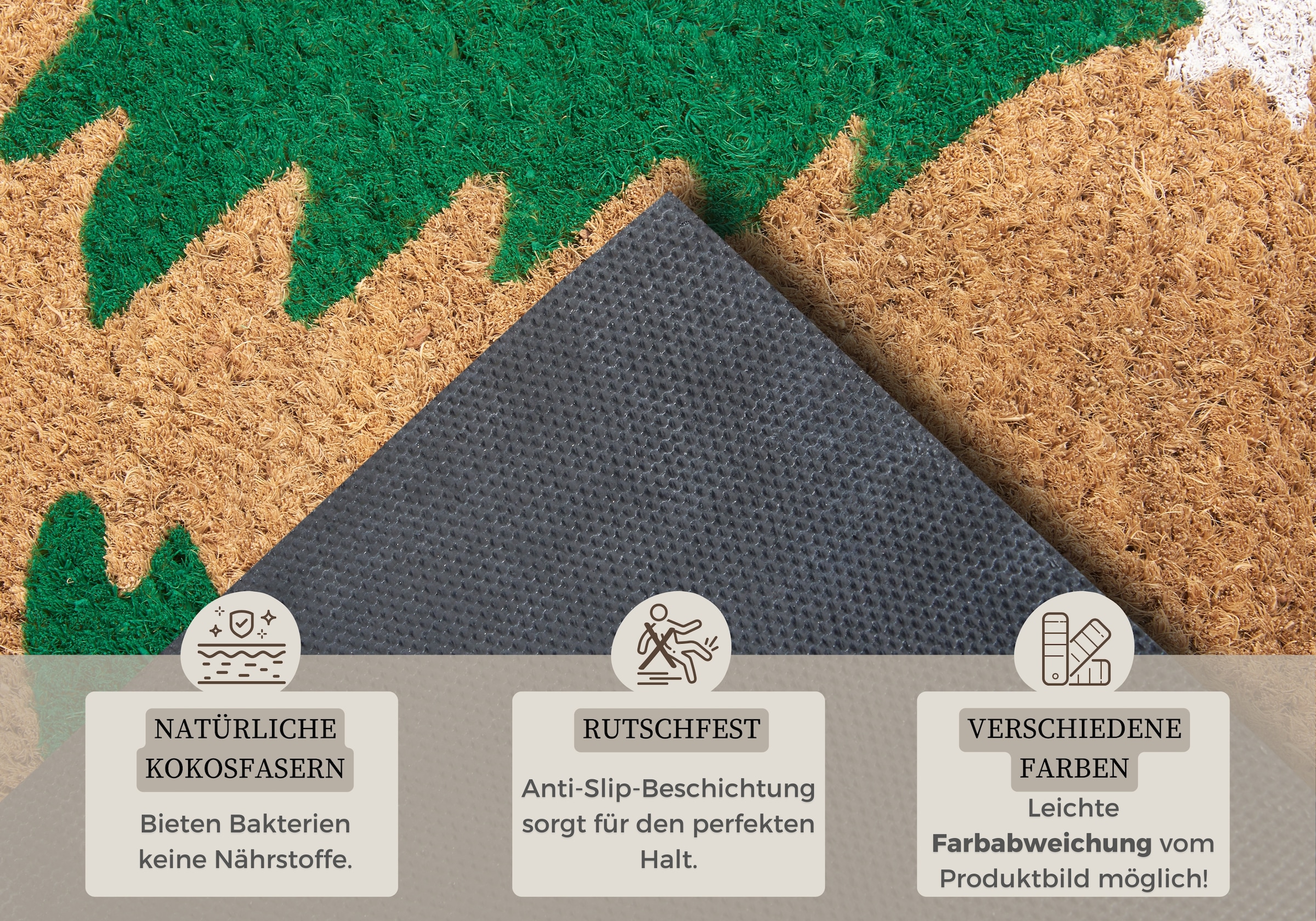 HANSE Home Fussmatte »Mix Mats Kokos Decorated Pine Trees«, rechteckig, 15 mm Höhe, Weihnachten, Schmutzfangmatte, Outdoor, Rutschfest, Innen, Kokosmatte