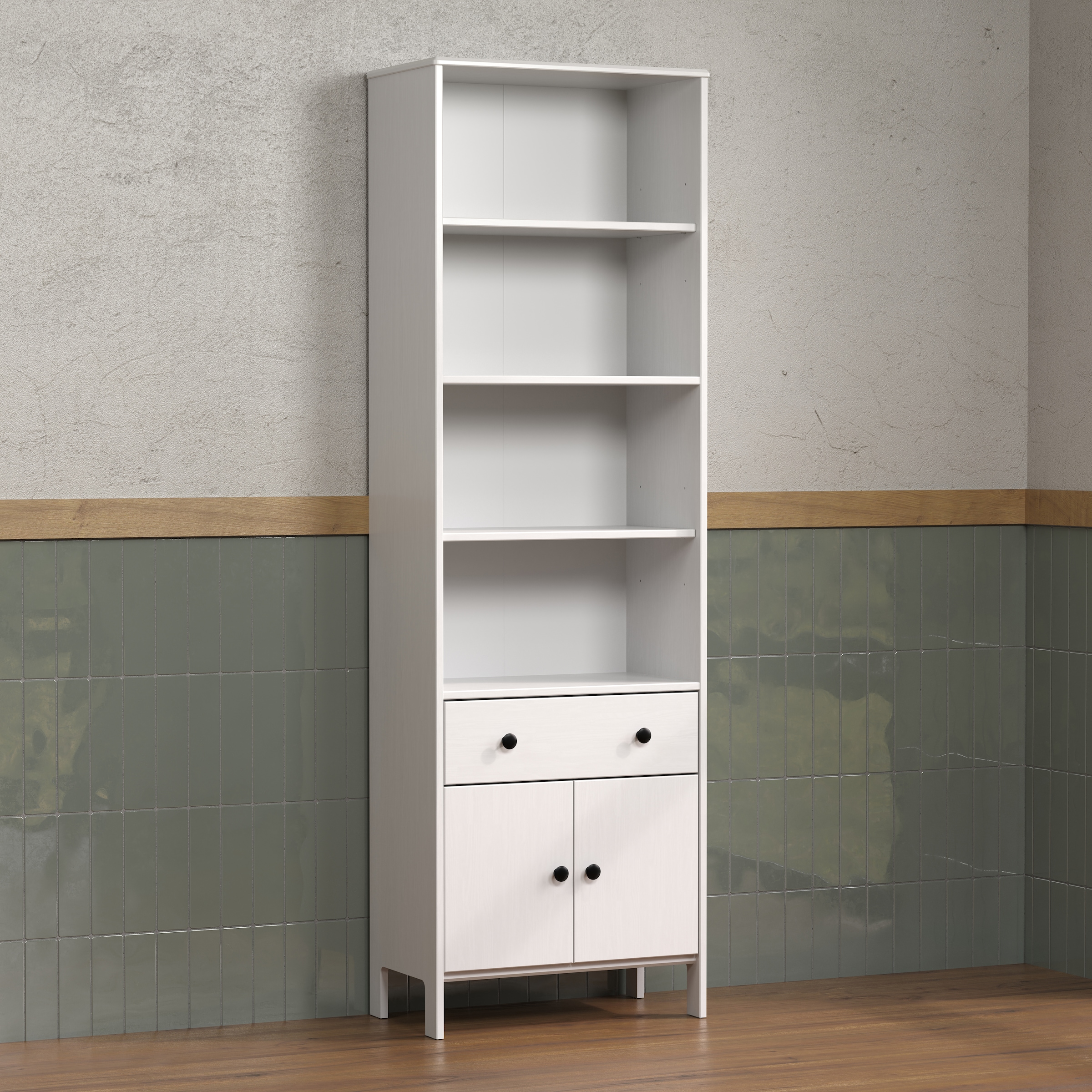 welltime Hochschrank »Kall«, (1 St.), Badezimmerschrank aus Kiefer-Massivholz - Masse (B/T/H) 60/33/188 cm