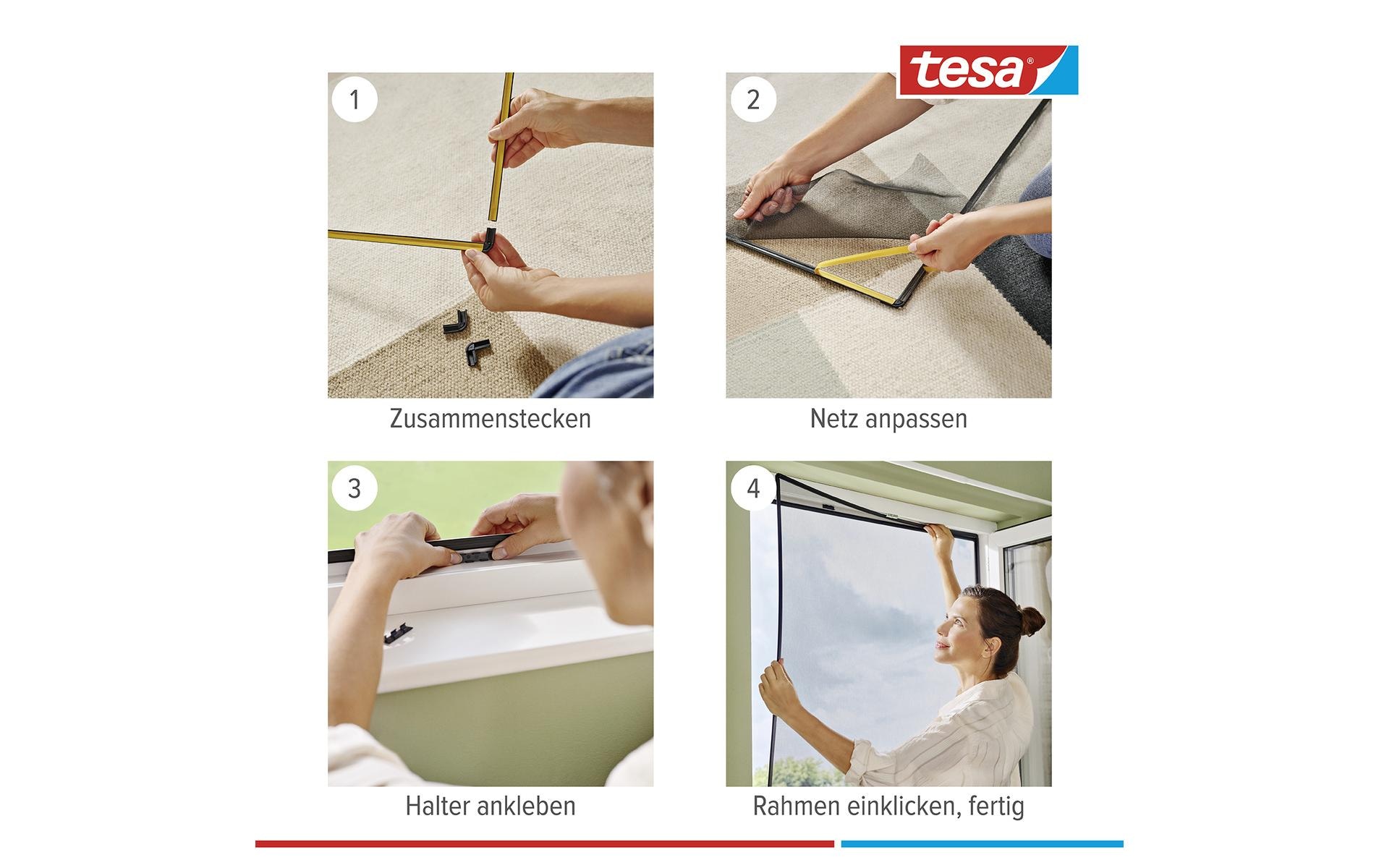 tesa Insektenschutz-Fensterrahmen »CLIP-ON Rahmen für Fenster 140 x 120 cm«