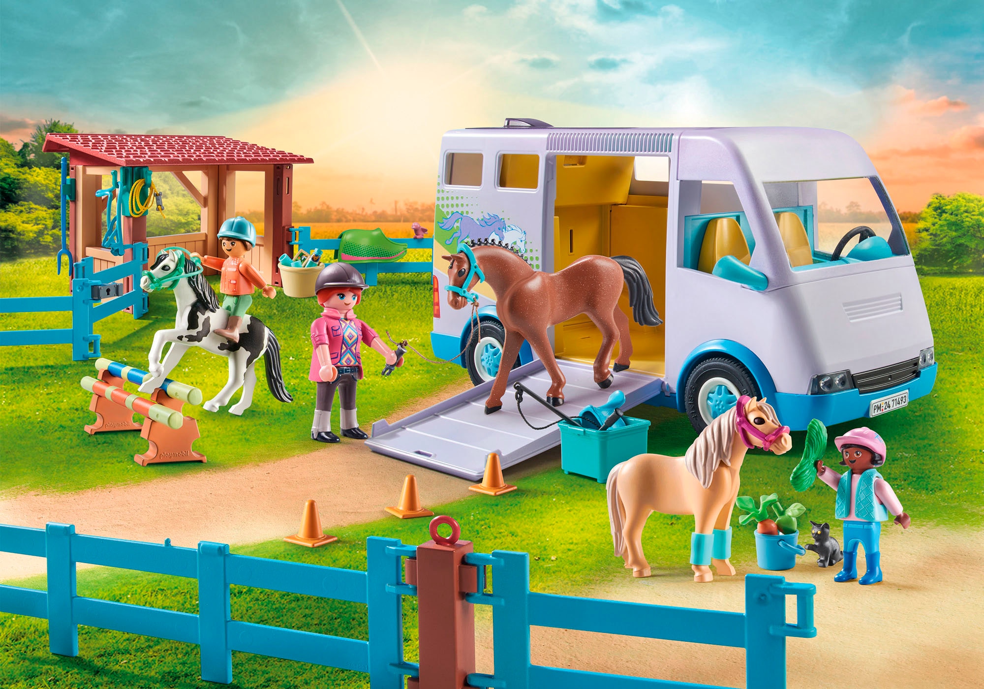 Playmobil® Konstruktions-Spielset »Mobile Reitschule (71493), Horses of Waterfall«, (109 St.), Made in Europe