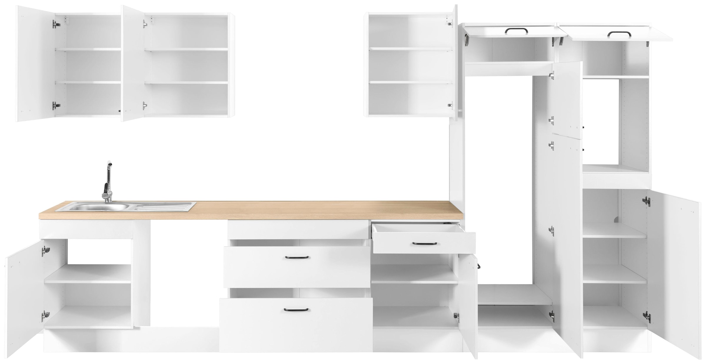 OPTIFIT Küchenzeile »Elga«, Premium-Küche, Soft-Close-Funktion, grossen Vollauszügen, Breite 390 cm