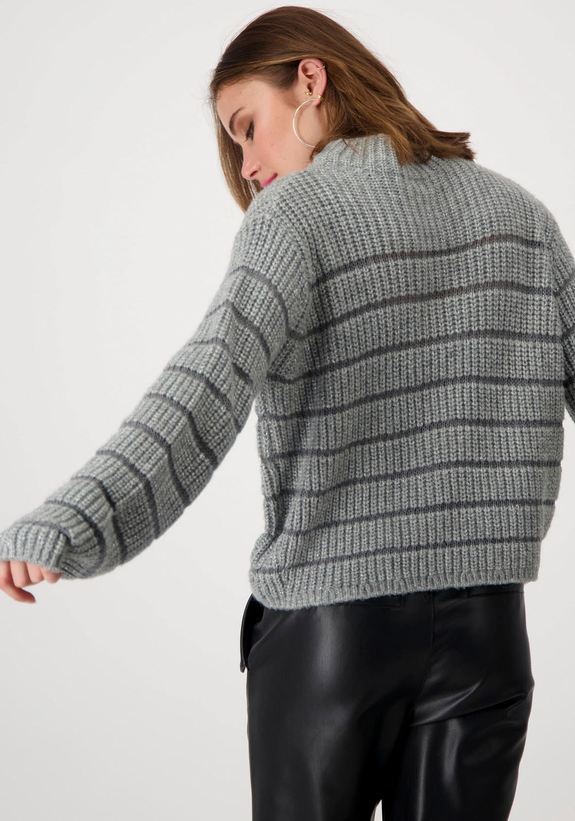 Monari Stehkragenpullover, mit Streifen