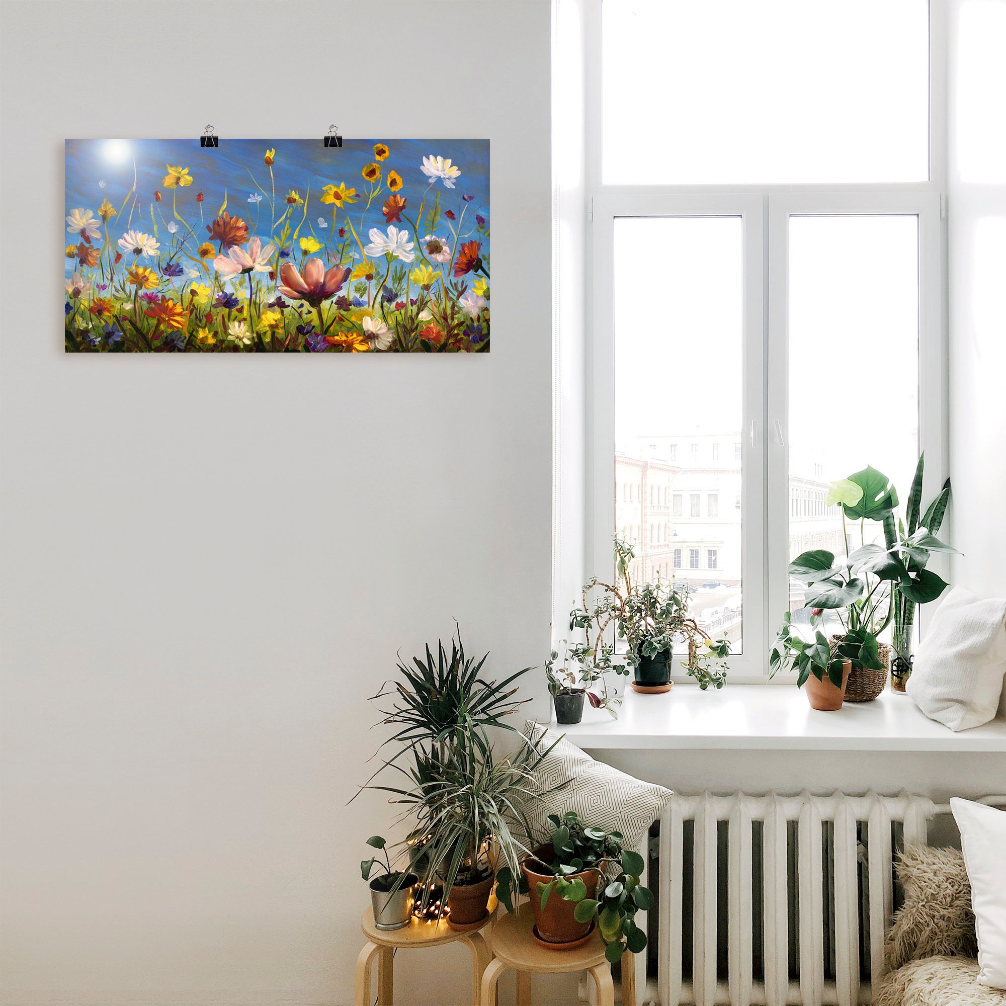 Artland "Wildblumenwiese blauer Himmel" Blumenwiese 1 Stk. tlg. als Leinwandbild, Poster in verschied. Größen