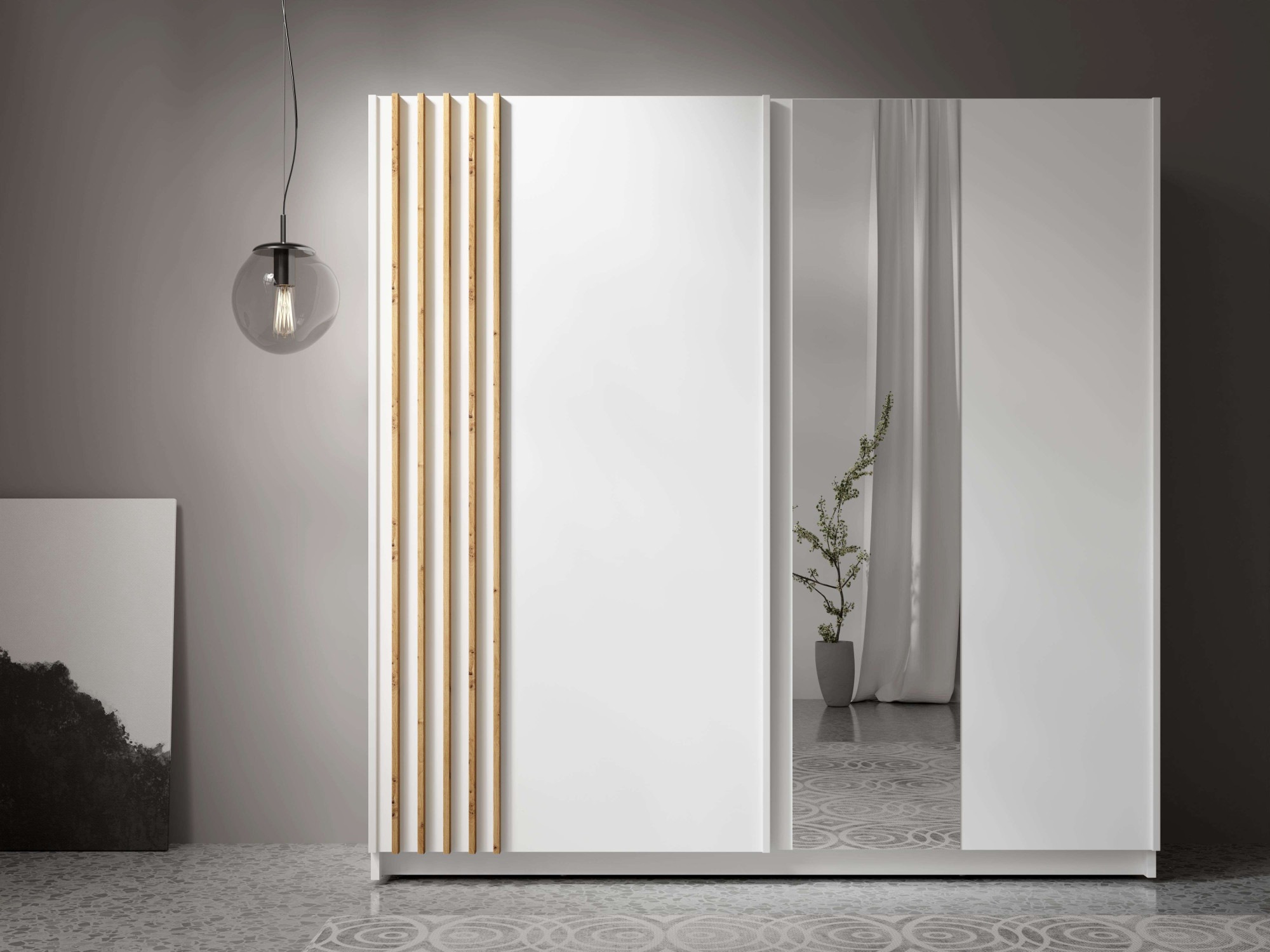Home affaire Kleiderschrank »Kleiderschrank Charisy mit 4 Einlegeböden und Kleiderstange« Garderobe mit 2 Schwebetüren und Lamellen, B/H/T 200/198,5/62 cm