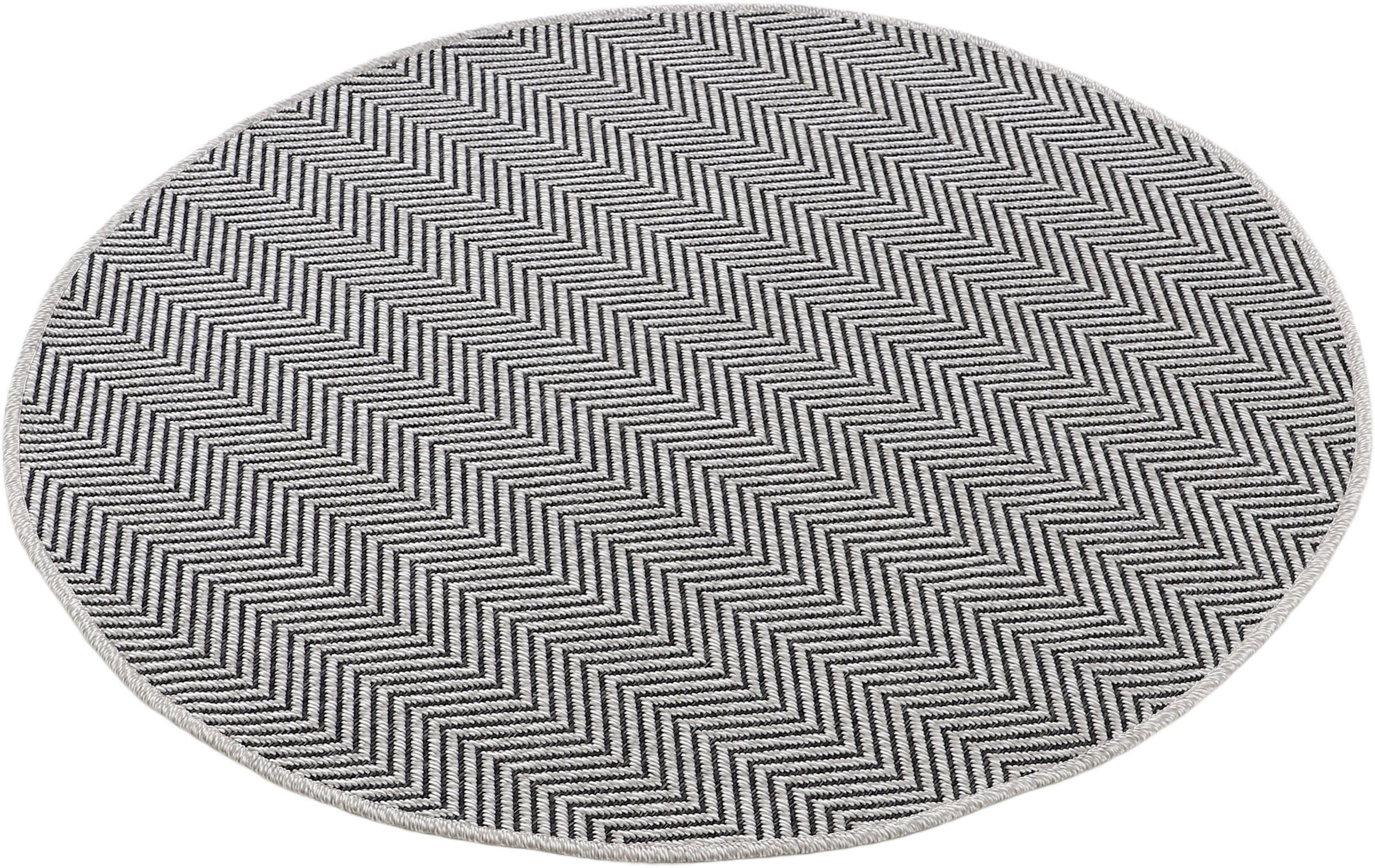 carpetfine Teppich »Boho 106«, rund, 4 mm Höhe, robustes Flachgewebe, Sisal Optik, UV-beständig, Aussenbereich
