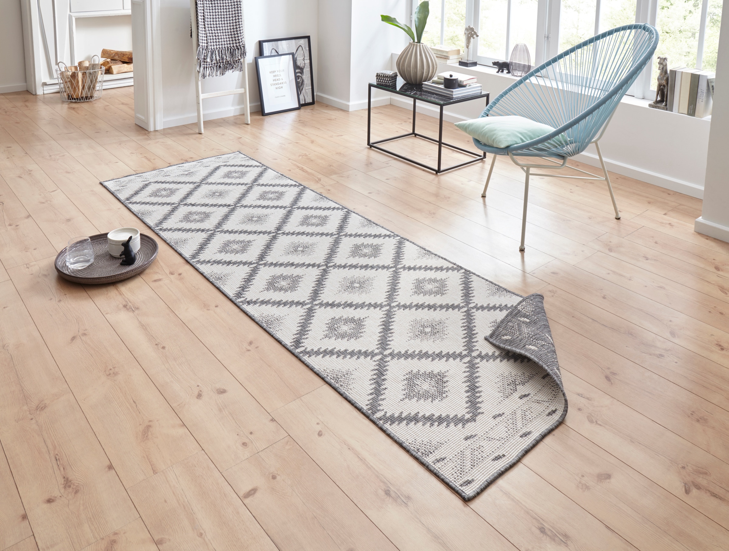 NORTHRUGS Teppich »Malibu Wendeteppich«, rechteckig, 5 mm Höhe, In-& Outdoor, Wetterfest, Balkon, Läufer, Wohnzimmer, Wasserfest