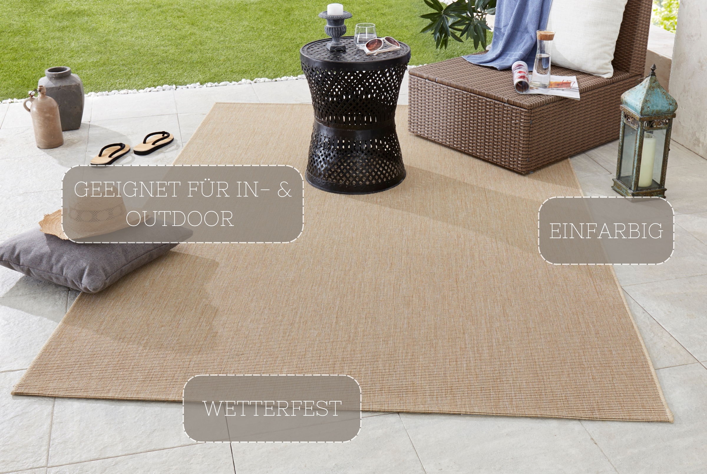 HANSE Home Teppich »Match«, rechteckig, 8 mm Höhe, In-& Outdoor, Kurzflor, Läufer, Modern, Unifarben, Wohnzimmer, Balkon