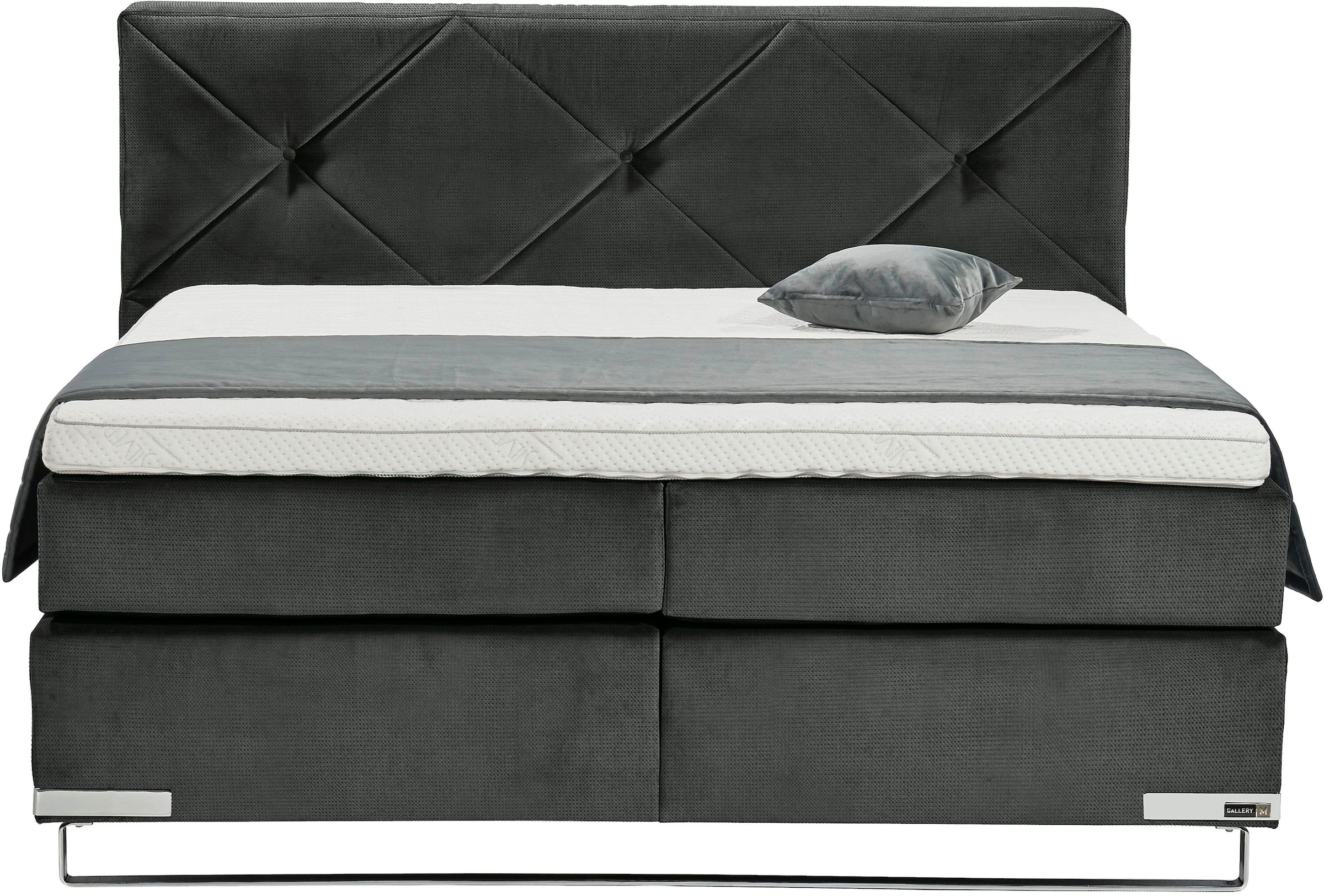 Musterring Boxspringbett »Dubai«, Kufe in Chrom, 3 Härtegrade, Kopfteil mit Knopfheftung