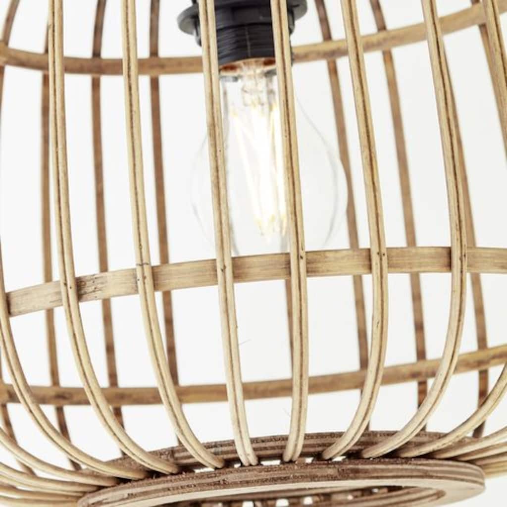 Brilliant Bogenlampe »Nikka«, 1 flammig-flammig, mit Rattan-Schirm, 171 cm Höhe, E27, Metall/Rattan, schwarz/natur