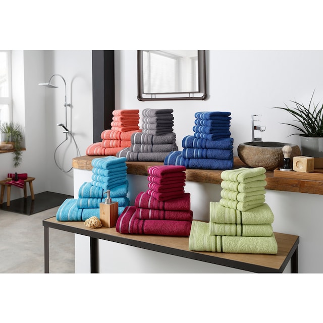 my home Handtuch Set »Niki«, Set, 7 tlg., Walkfrottee, Handtuchset mit  mehrfarbiger Streifenbordüre, aus 100% Baumwolle online kaufen |  Jelmoli-Versand