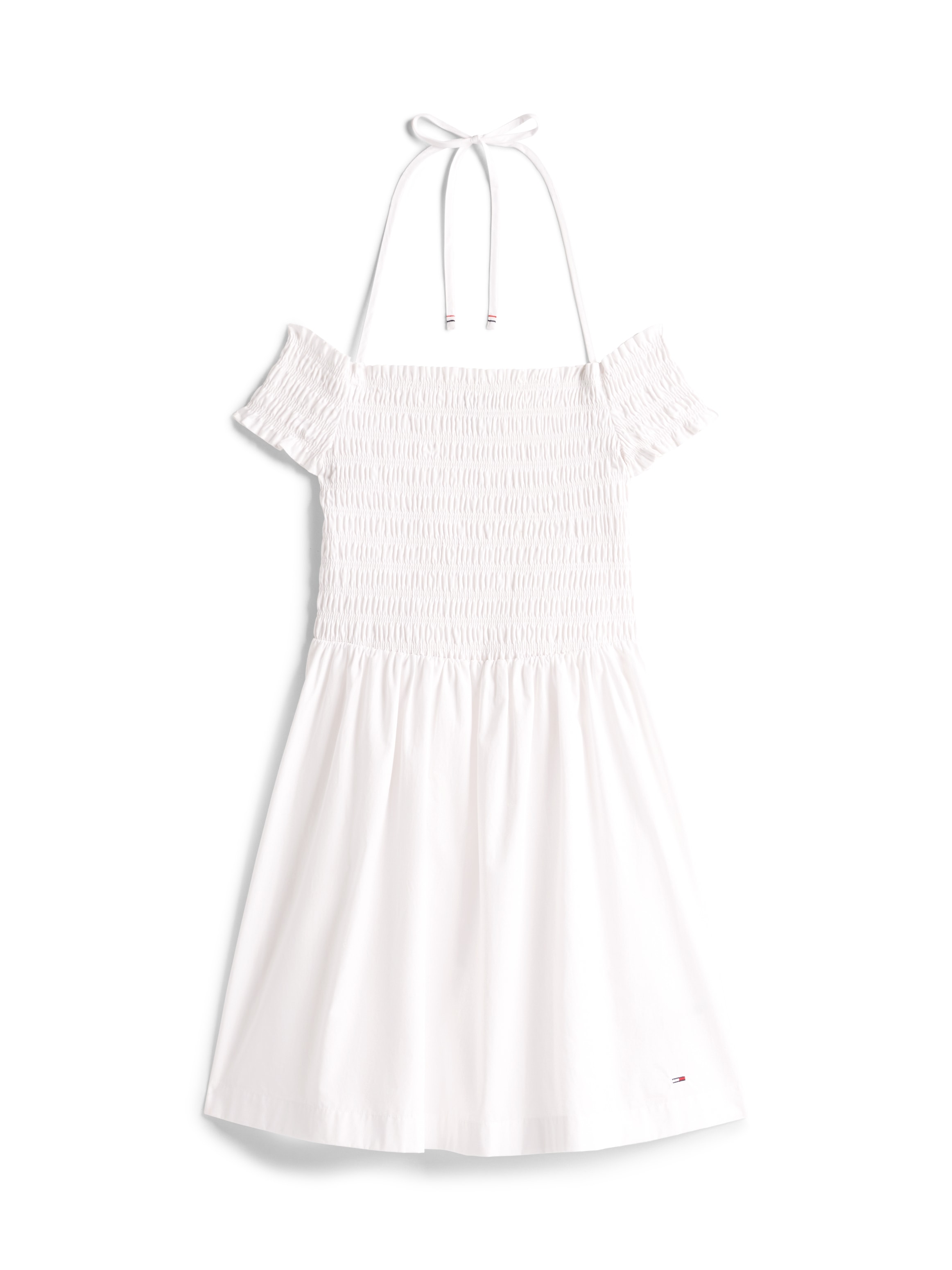 Tommy Jeans Smokkleid »TJW RUCHE F&F POPLIN DRESS EXT«, in Smok-Optik