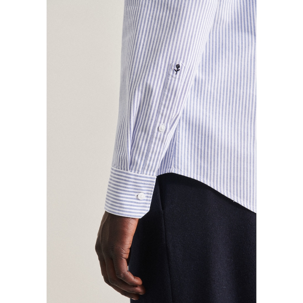 seidensticker Businesshemd »Shaped«, Shaped Langarm Button-Down-Kragen Streifen