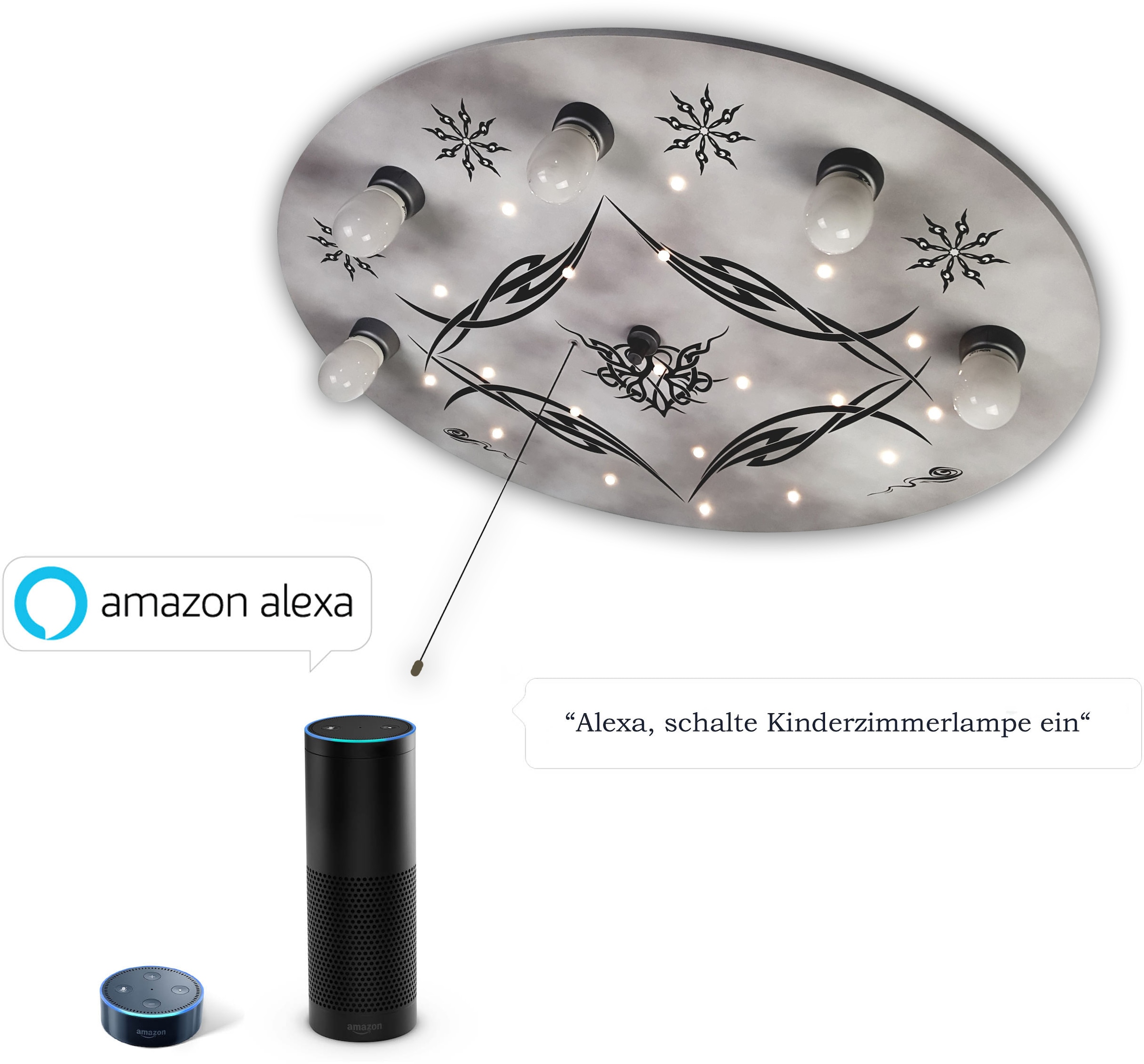 niermann Deckenleuchte »Gothic«, 5 flammig, Leuchtmittel E14 ohne Leuchtmittel, Deckenleuchte Gothic ‚Amazon Alexa kompatibel‘