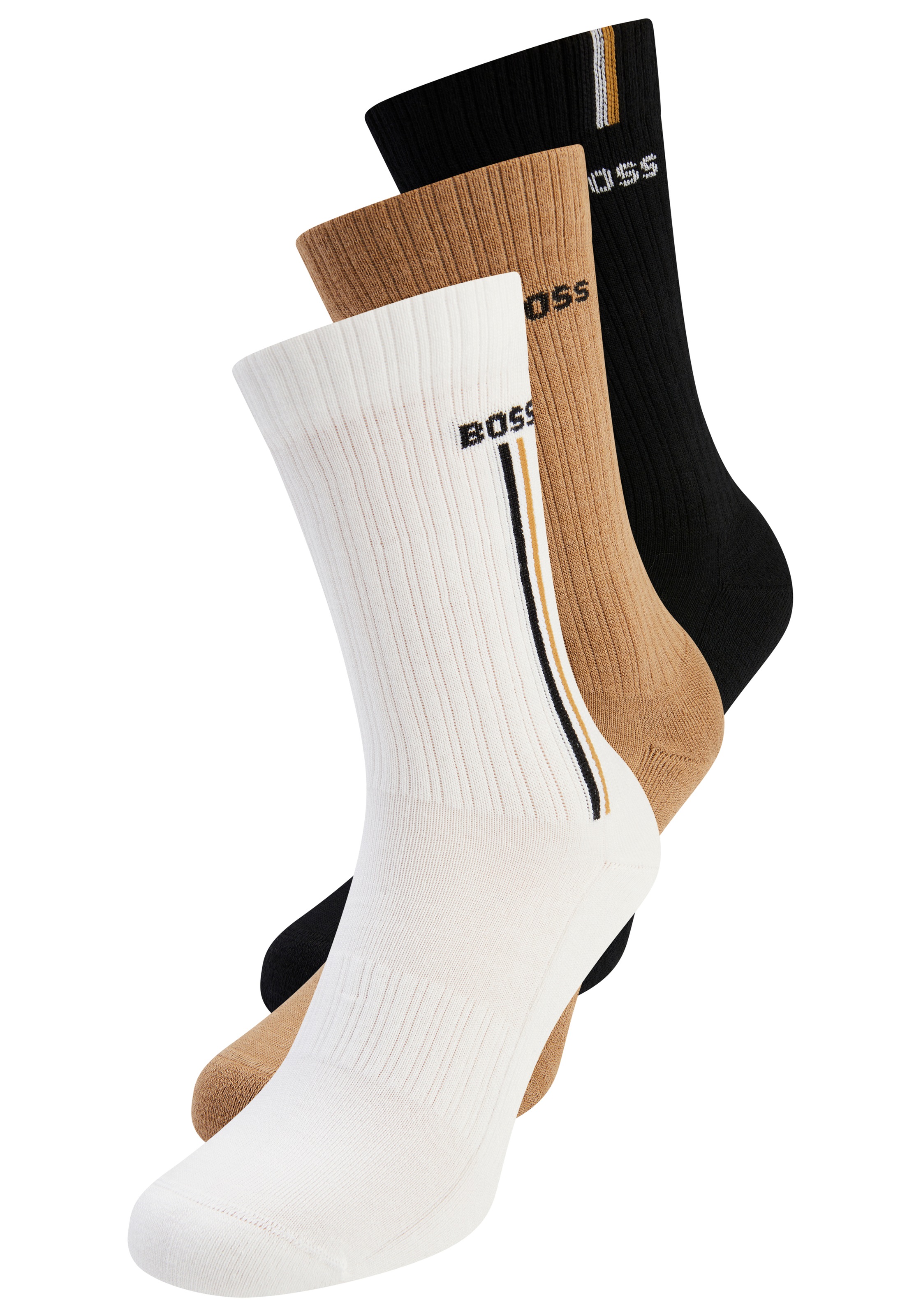 BOSS Freizeitsocken »3PQS VerticalLine VB« kontrastfarbene Details