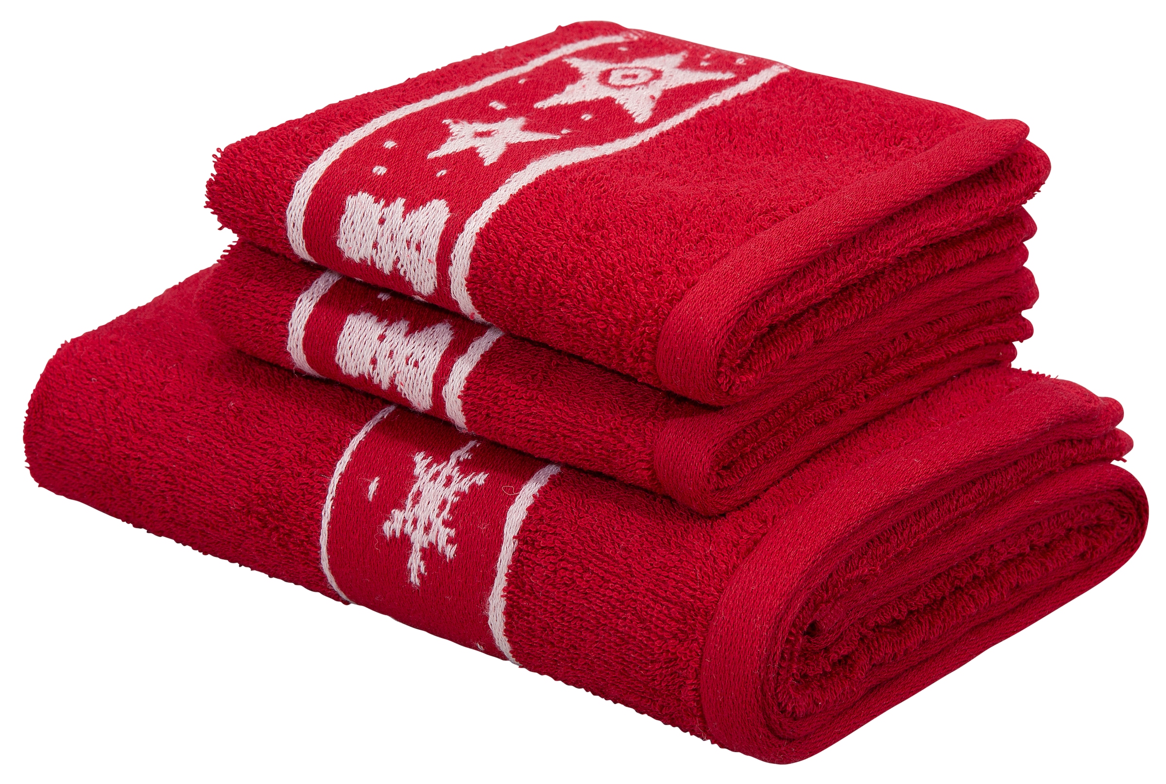 my home Handtuch Set »Weihnachten«, Set, 3 tlg., Walkfrottee, mit Sternen &  Bordüre, weihnachtliches Handtuchset, 100% Baumwolle online kaufen |  Jelmoli-Versand | Handtuch-Sets