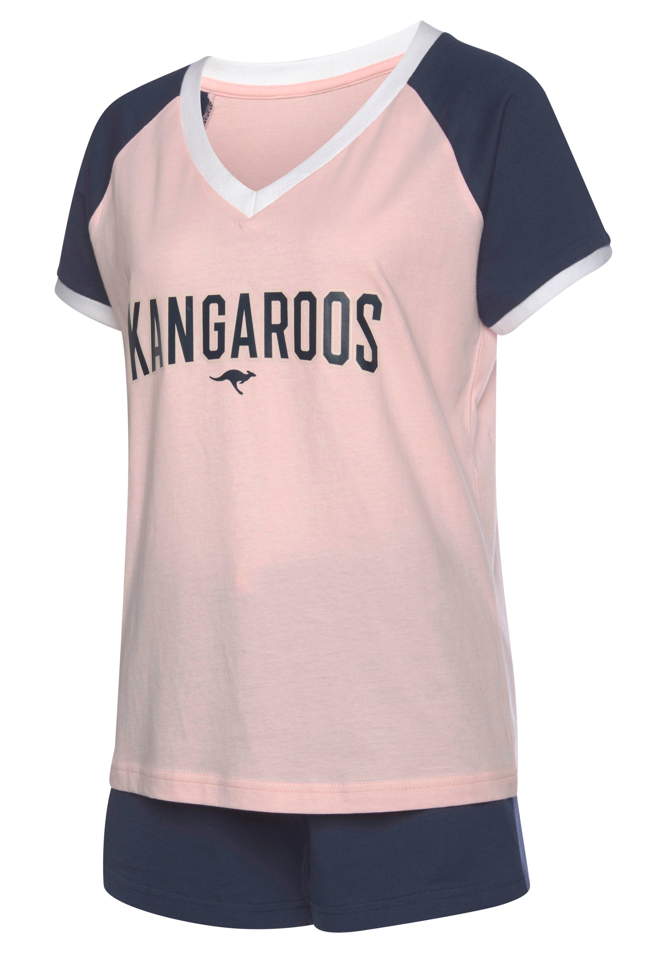 KangaROOS Shorty, (2 tlg.), mit kontrastfarbenen Raglanärmeln