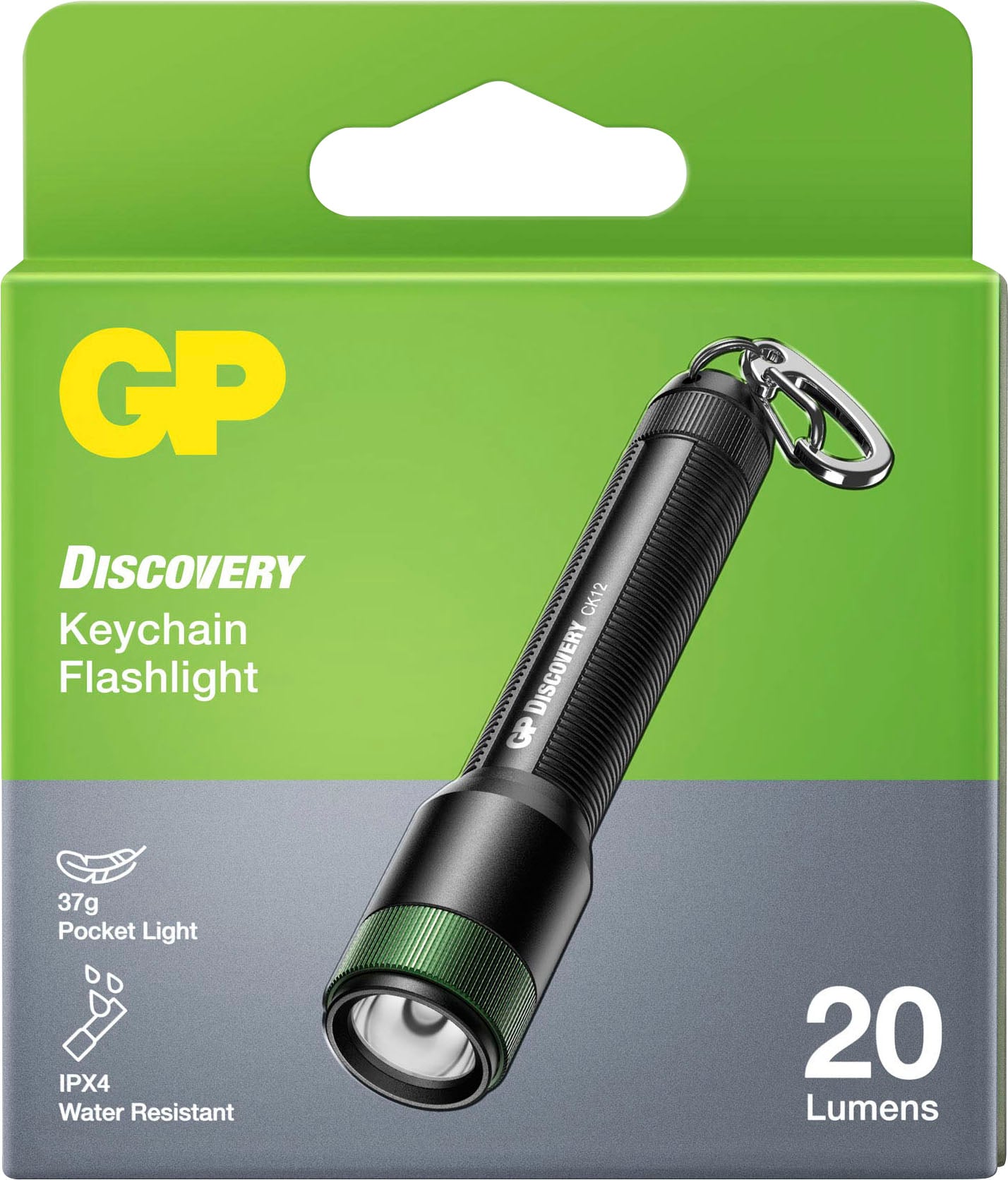 GP Batteries Taschenlampe »CK12«, 20 Lumen, inkl. 1x AAA Batterie, Metallgehäuse, IPX4, Leuchtweite 25