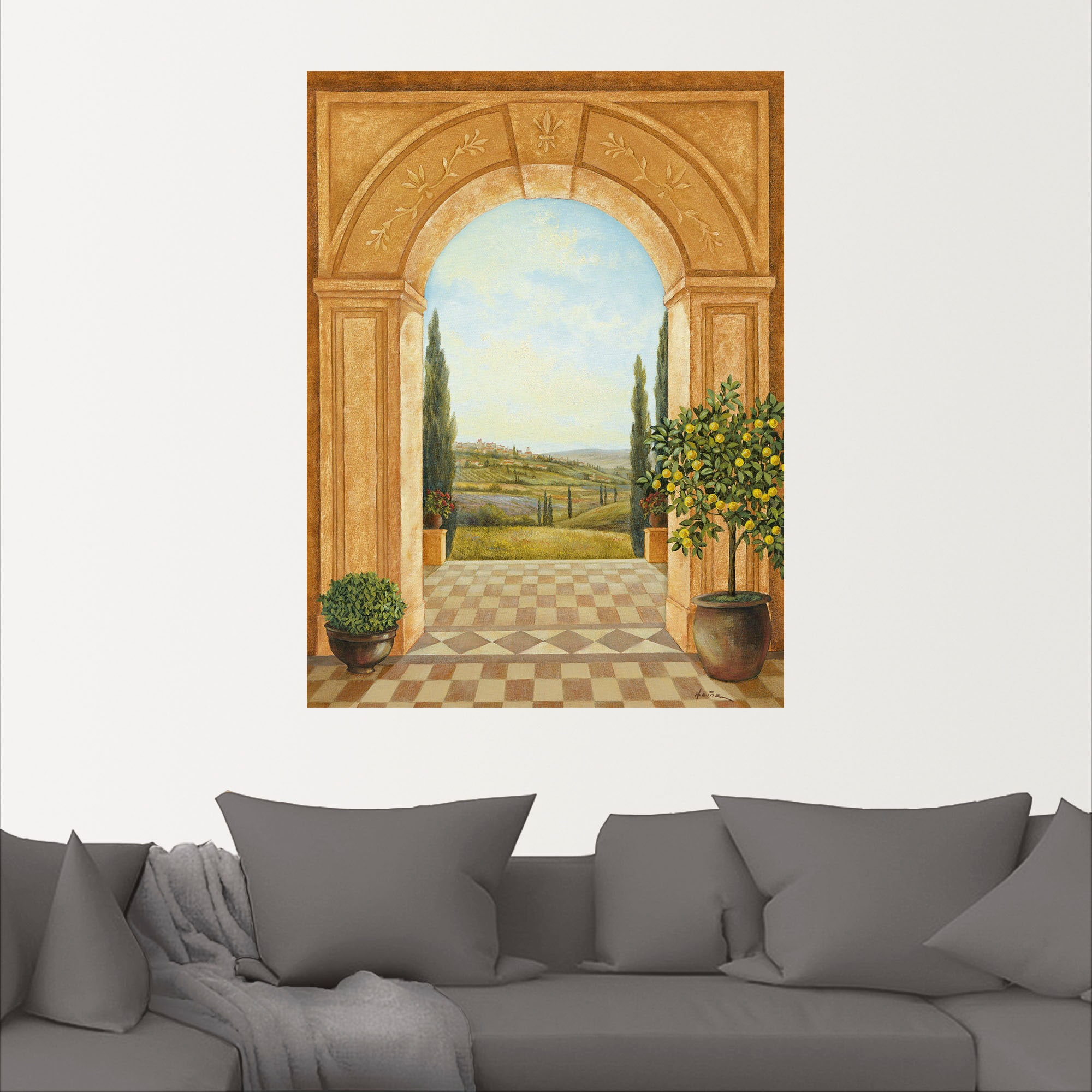 Artland Wandbild »Ausblick mit Zitronenbaum«, Fensterblick, (1 St.), als Leinwandbild, Poster, Wandaufkleber in verschied. Grössen