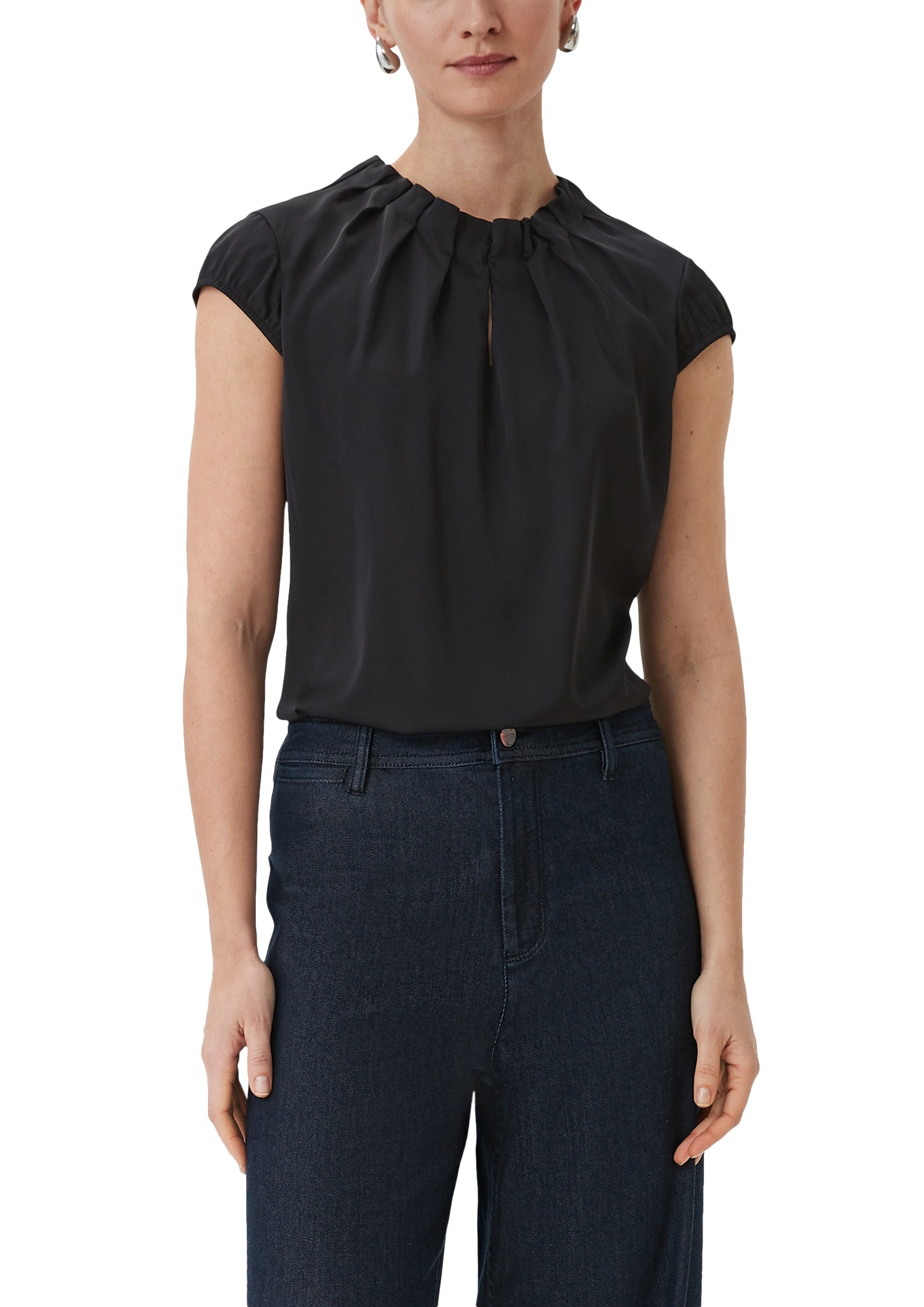 Comma Satinbluse mit Raffung am Hals