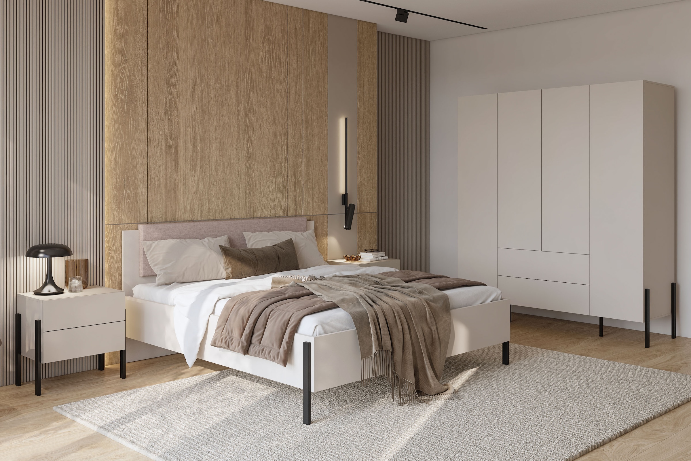Home affaire Drehtürenschrank »Jukon, moderner Kleiderschrank mit Metallfüssen«, (B/H/T 3-Türer: ca. 135/210/60 4-Türer ca: 180/210/60), Drehtürenschrank 4 Türen/2 Schubkästen, push to open Funktion