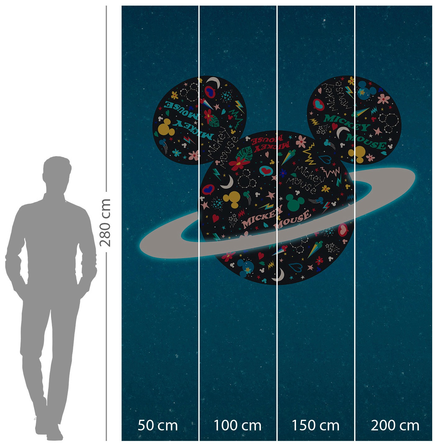 Komar Vliestapete »Digitaldruck Vlies - Planet Mickey - Grösse 200 x 280 cm«, bedruckt, Kinderzimmer