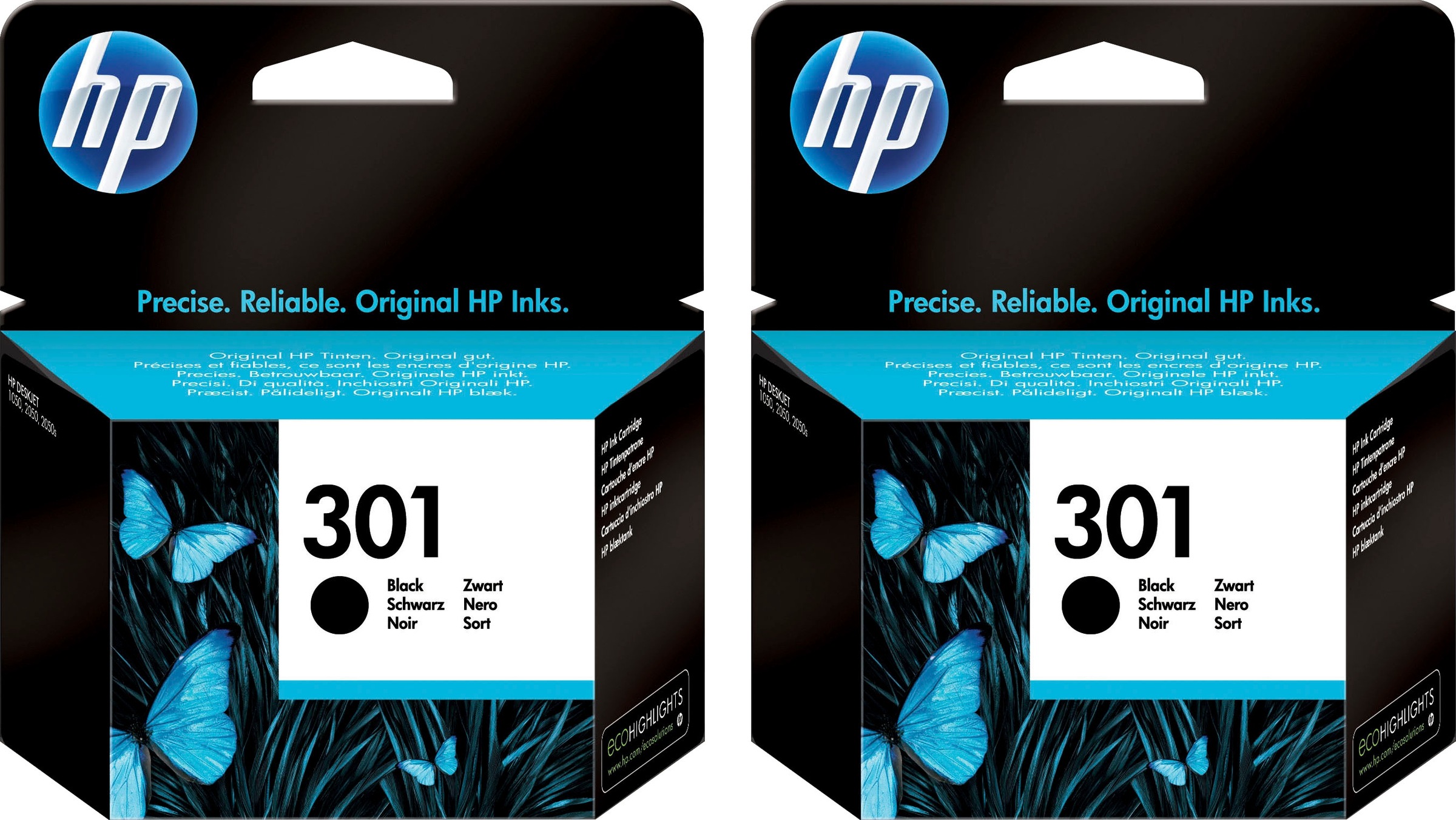 HP Tintenpatrone "HP original Druckerpatrone 301 schwarz, Doppelpack" original Druckerpatrone 301 Doppelpack CH561EE schwarz