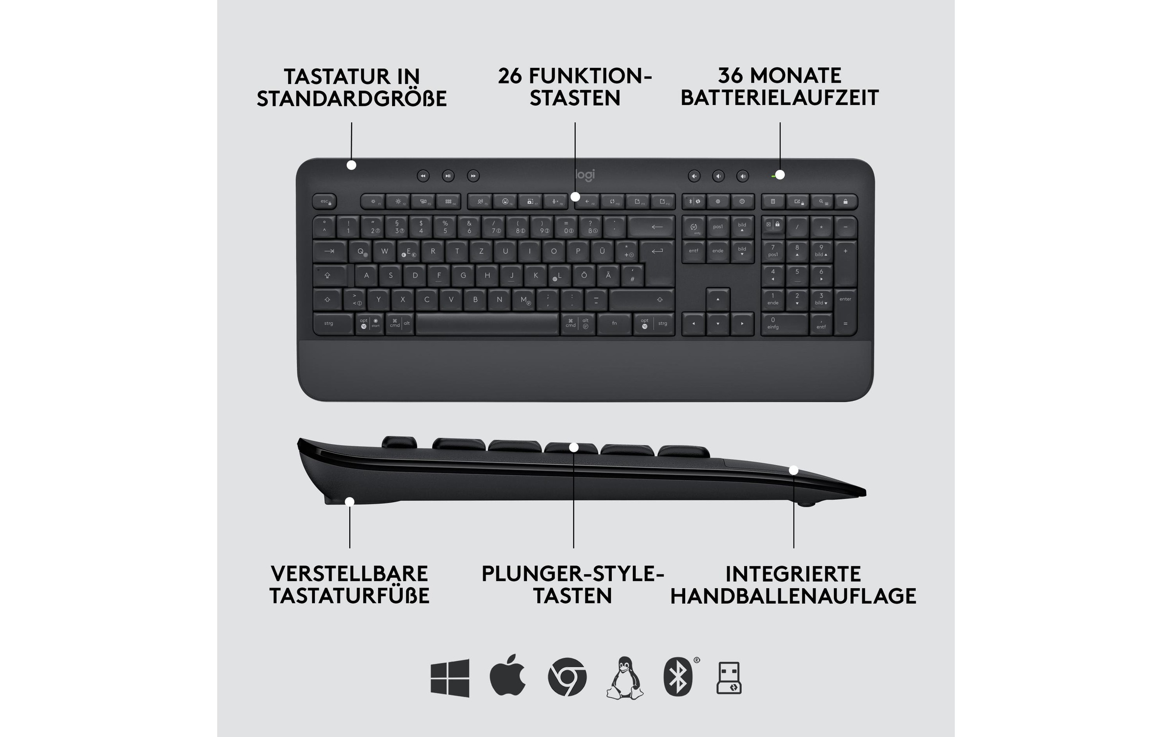 Logitech Tastatur- und Maus-Set »Logitech MK650 for Business graphite«