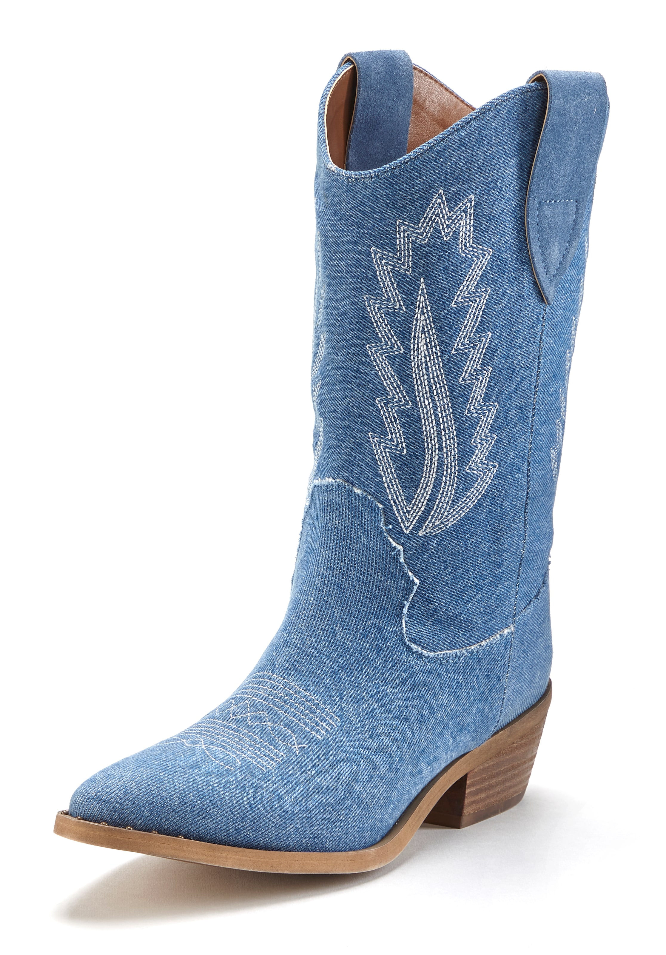 Cowboy Boots, Cowboy Stiefelette, Western Stiefelette, Ankleboots im Denim-Look